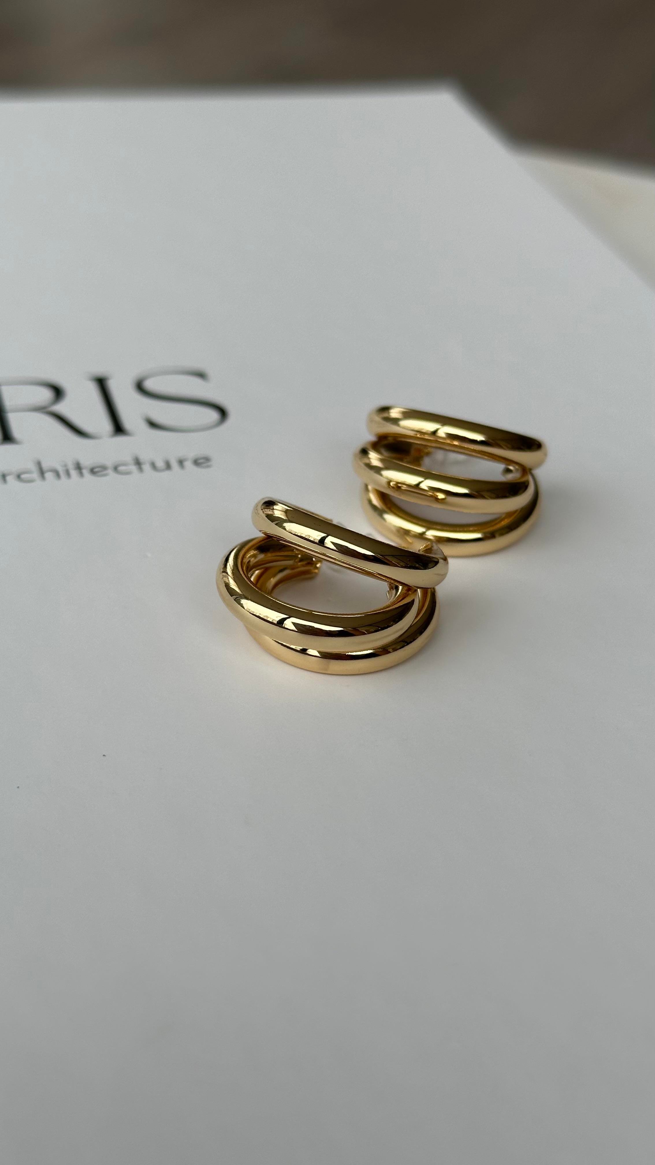 Gold Üç Halkalı Küpe