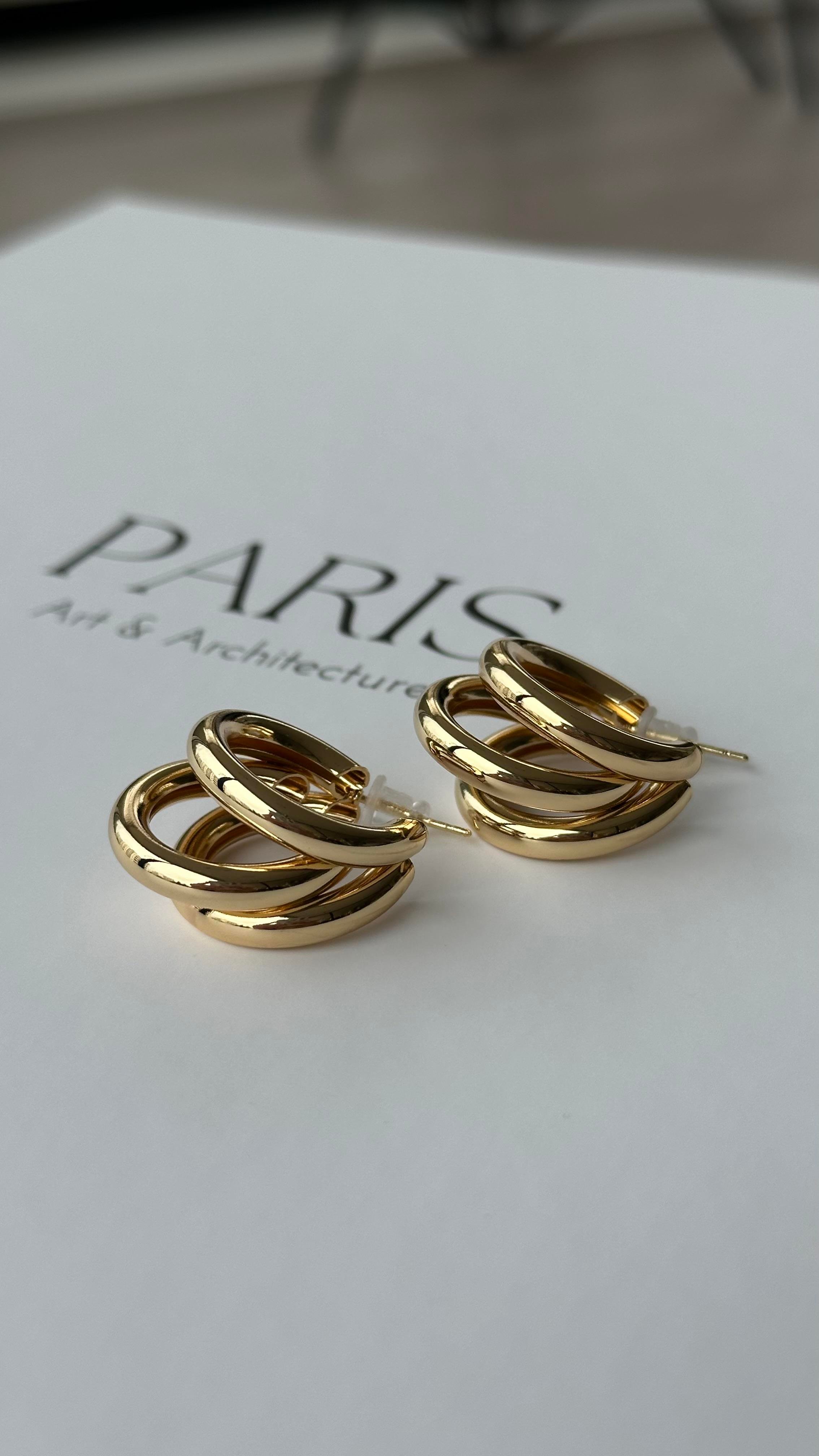 Gold Üç Halkalı Küpe