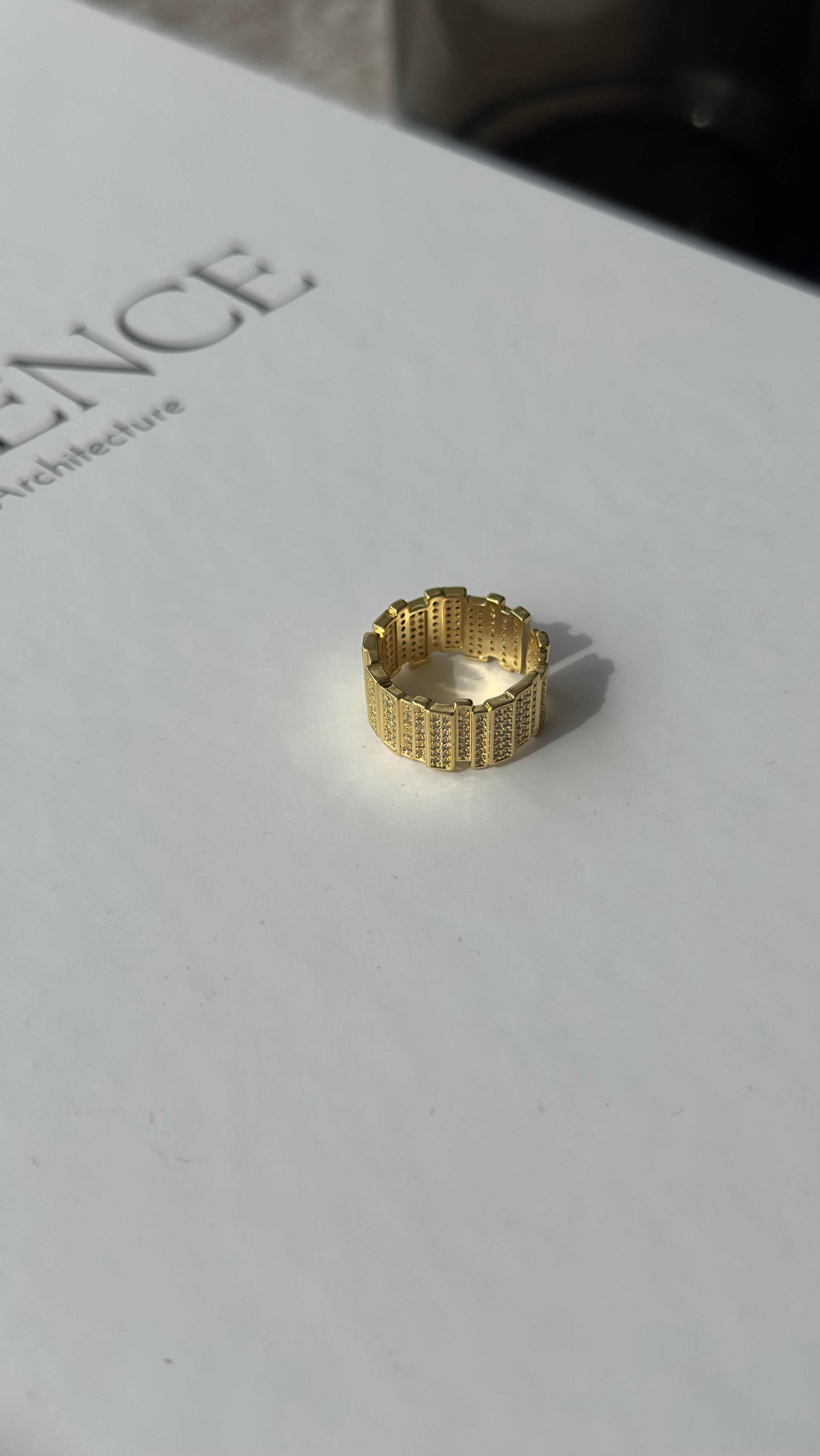 Gold Zirkon Taşlı Ayarlanabilir Yüzük