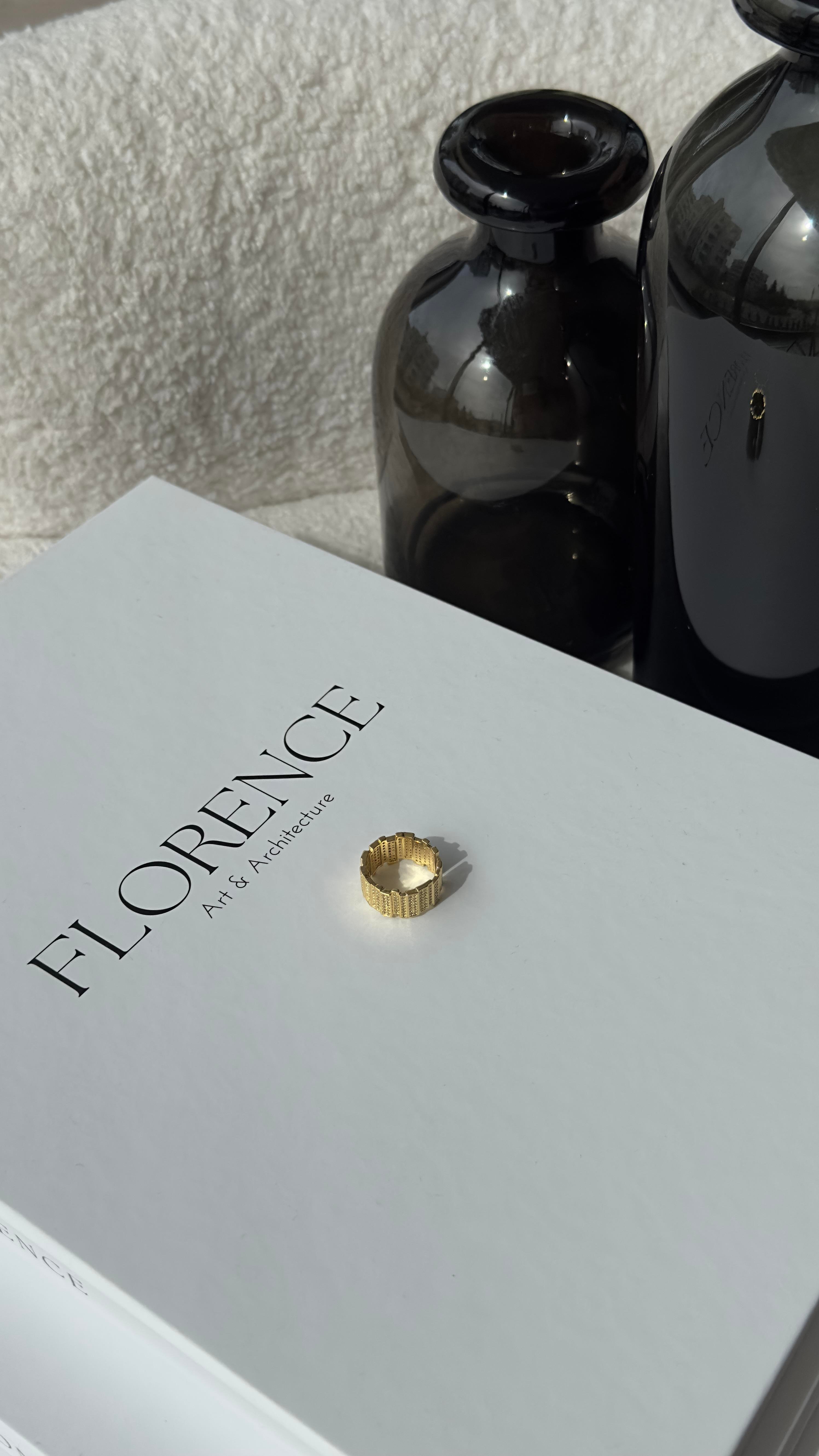 Gold Zirkon Taşlı Ayarlanabilir Yüzük