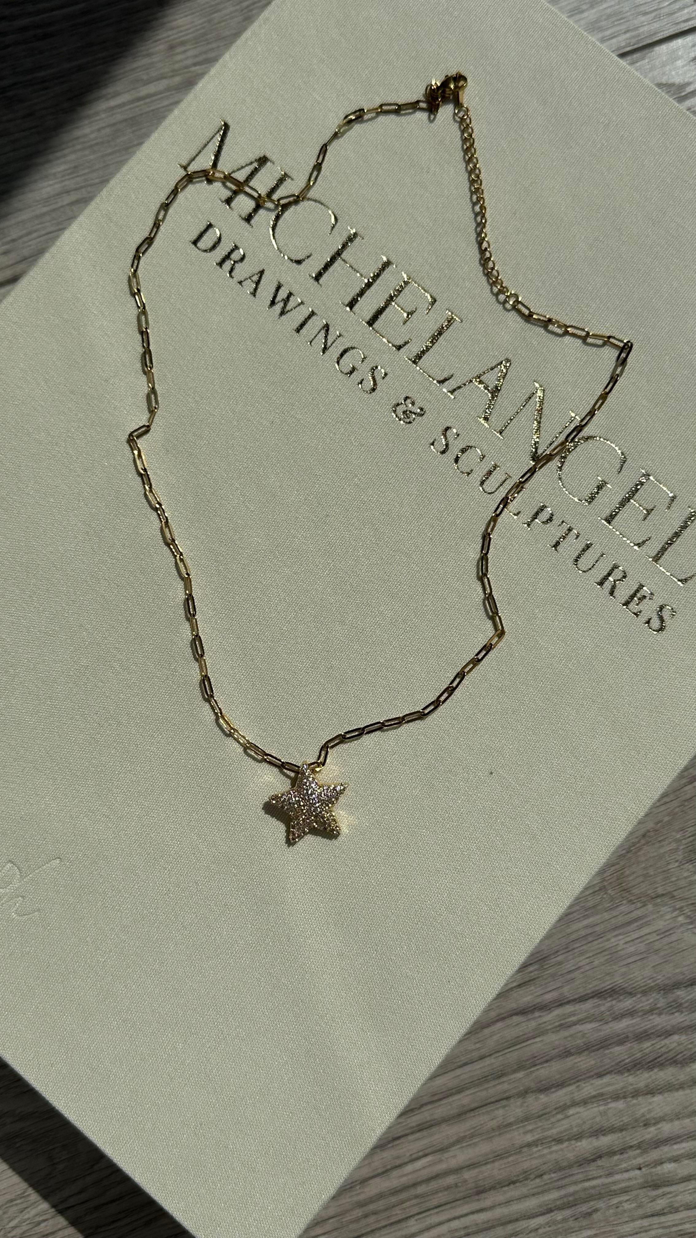 Gold Zirkon Taşlı Yıldızlı Kolye