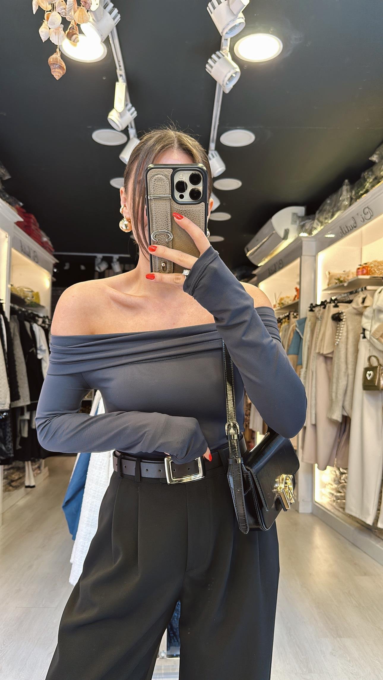 Gri Madonna Yaka Bodysuit