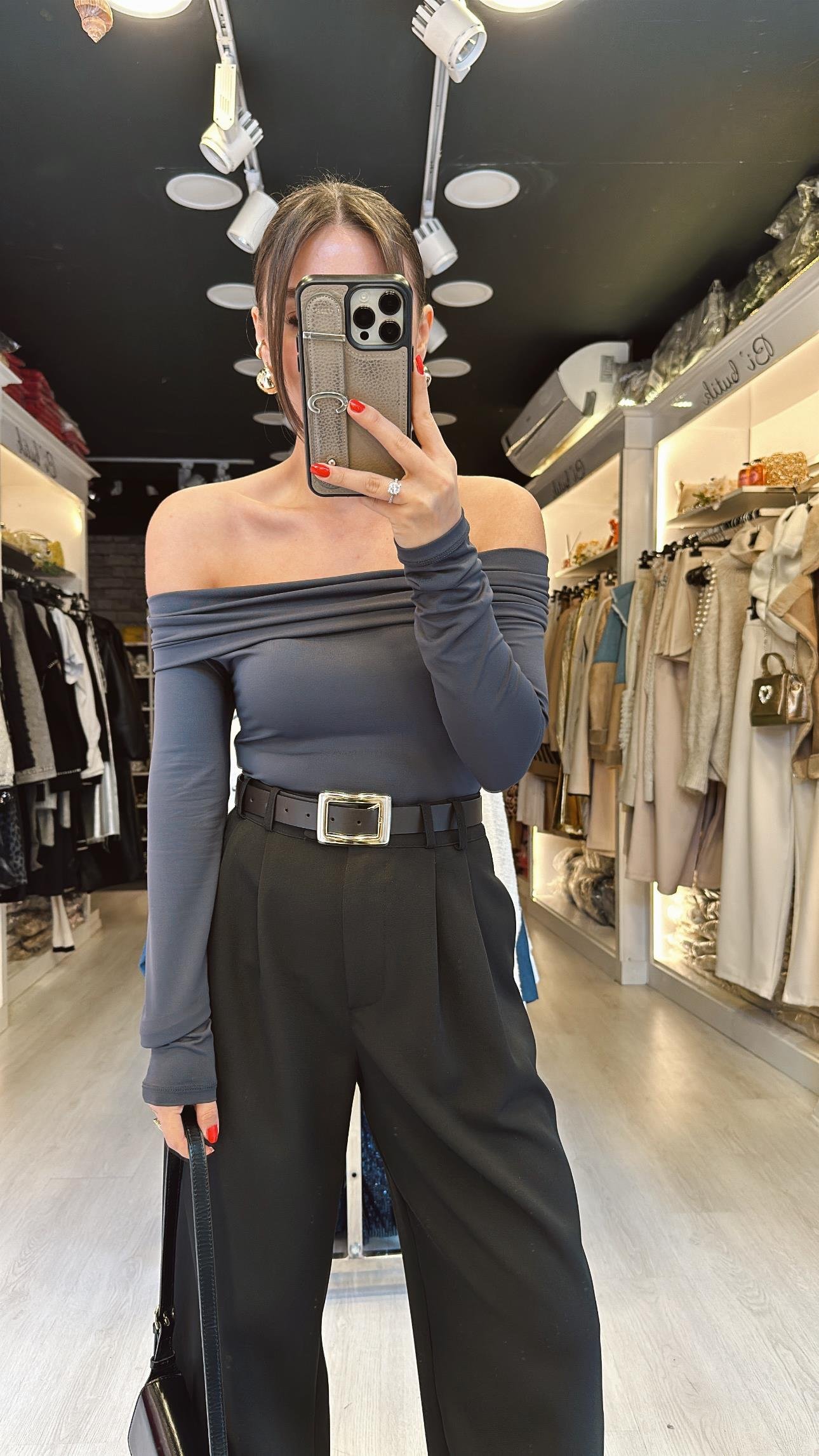 Gri Madonna Yaka Bodysuit