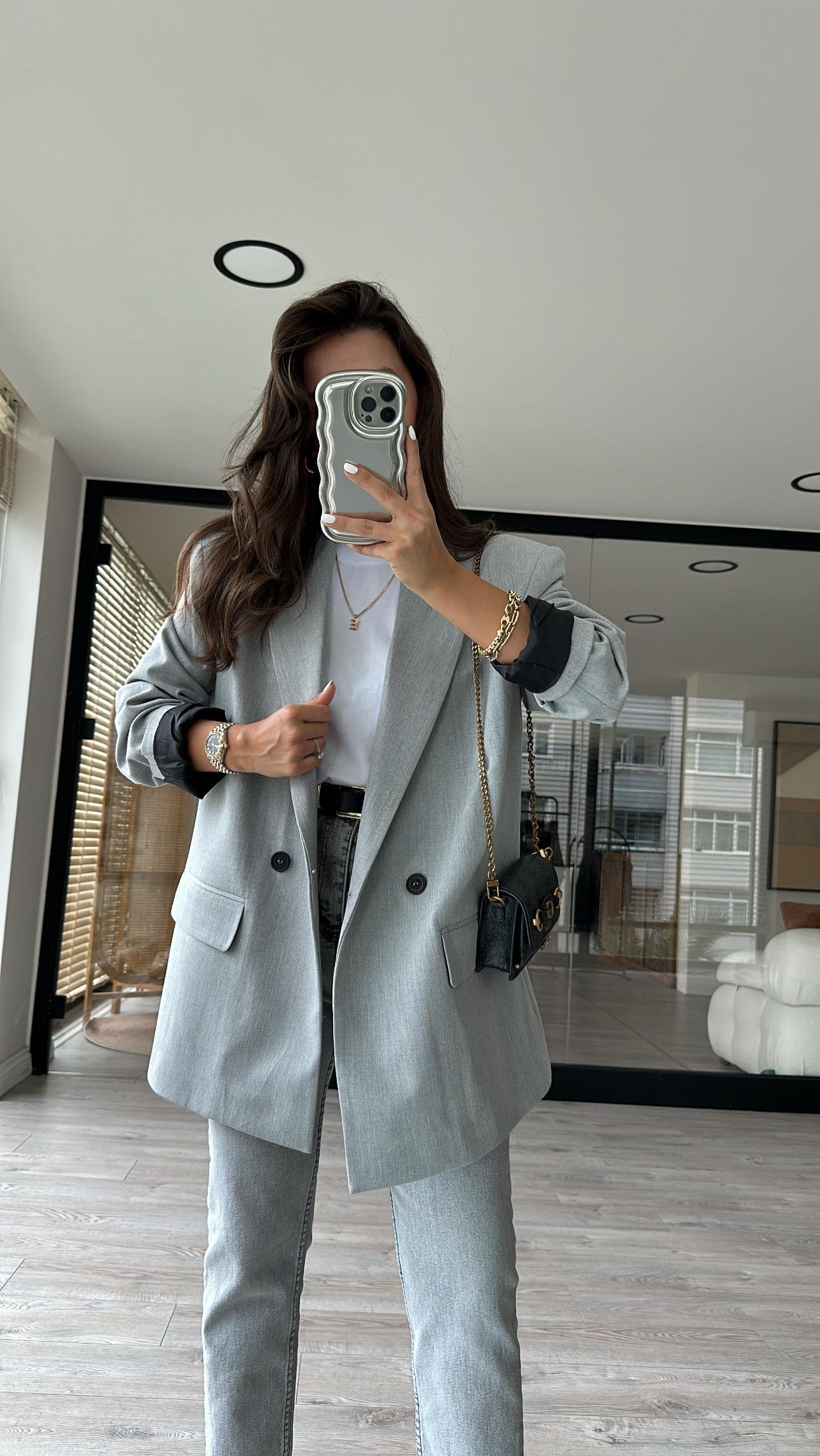 Gri Marka Model Çift Düğmeli Blazer Ceket