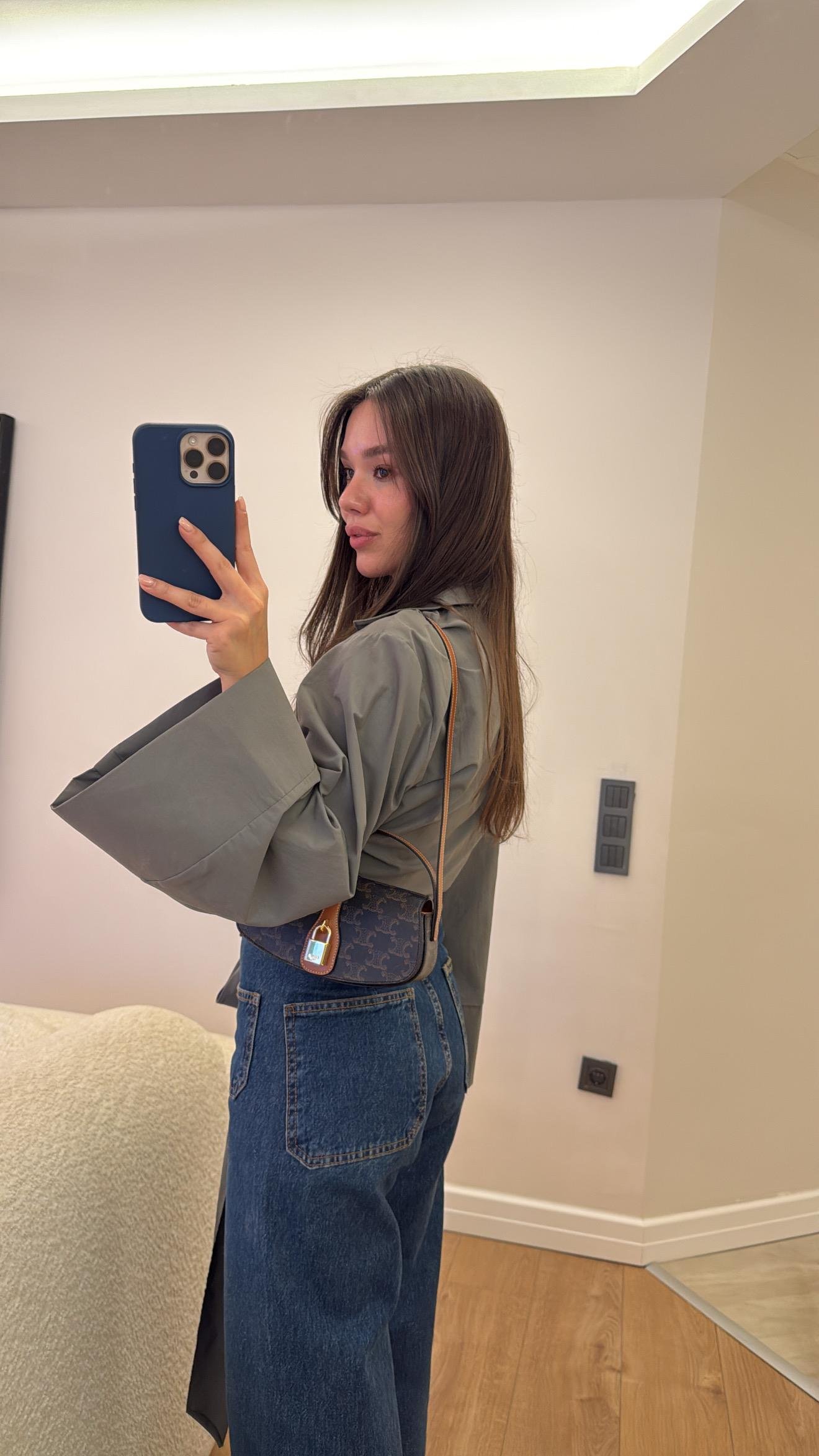 Haki Geniş Kol Detaylı Bağlamalı Gömlek