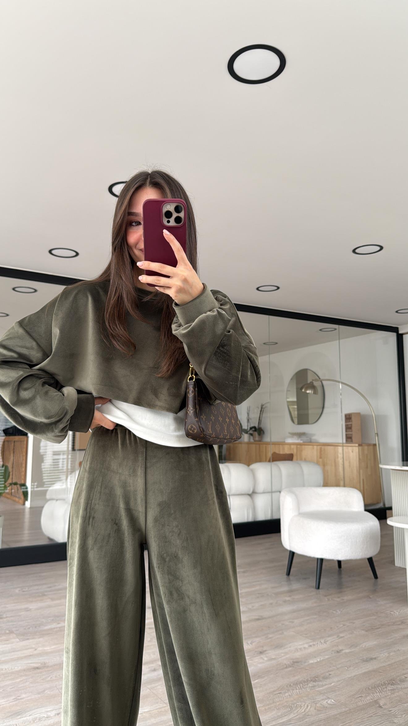 Haki Kendinden Atletli Kafide Sweat 