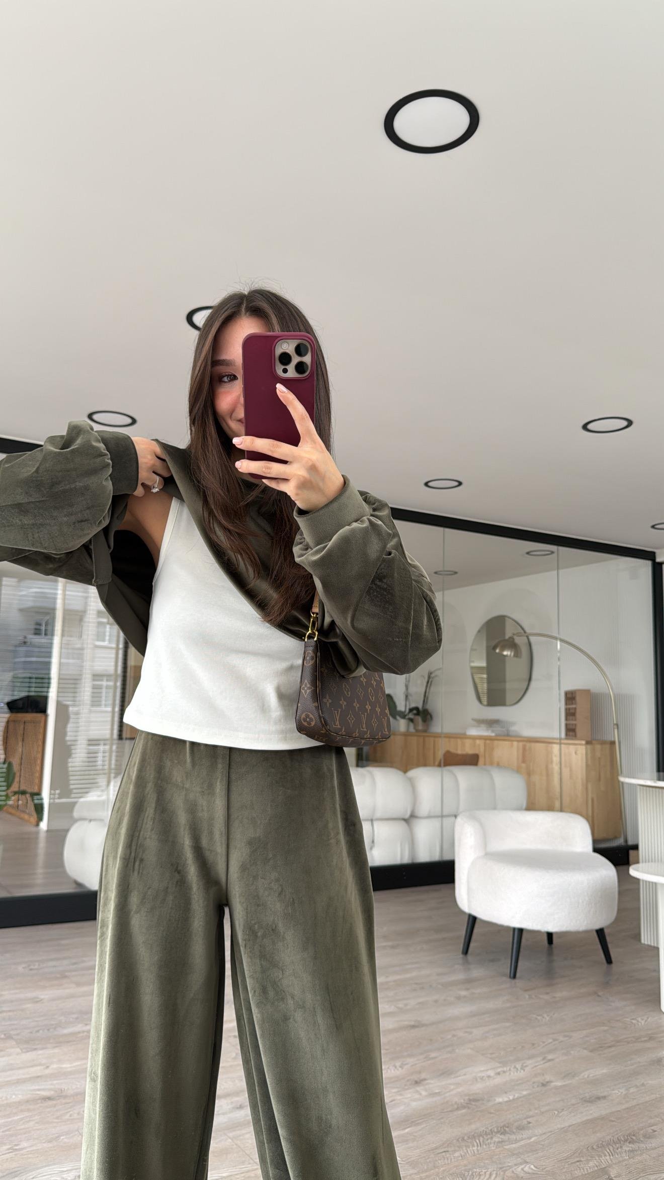 Haki Kendinden Atletli Kafide Sweat 