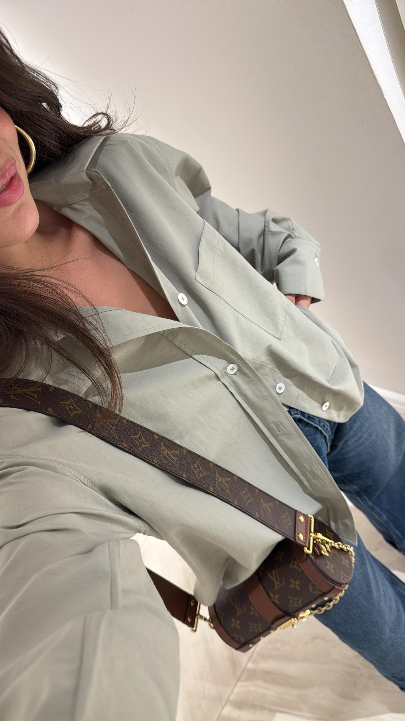 Haki Tek Cepli Poplin Kumaş Ravi Gömlek