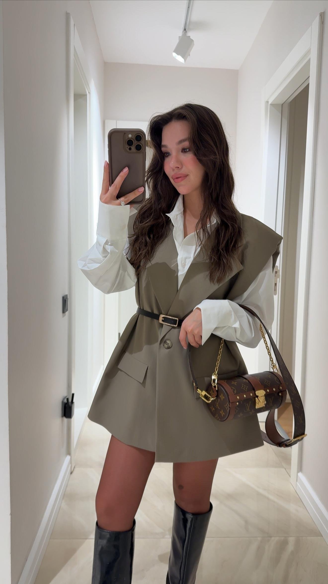 Haki Vatkalı Kemerli Yelek 