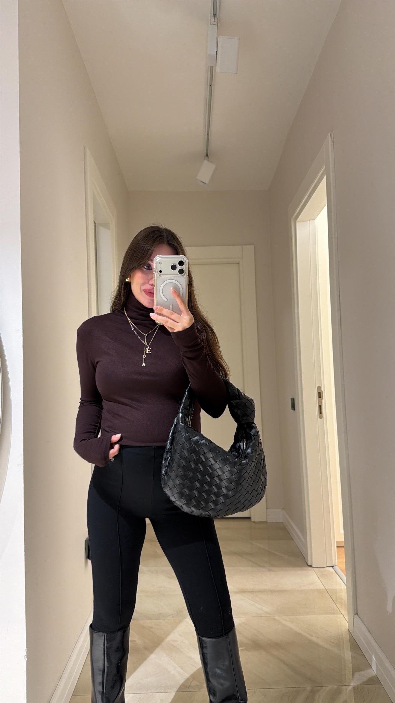 Kahve Balıkçı Yaka Basic Bluz 