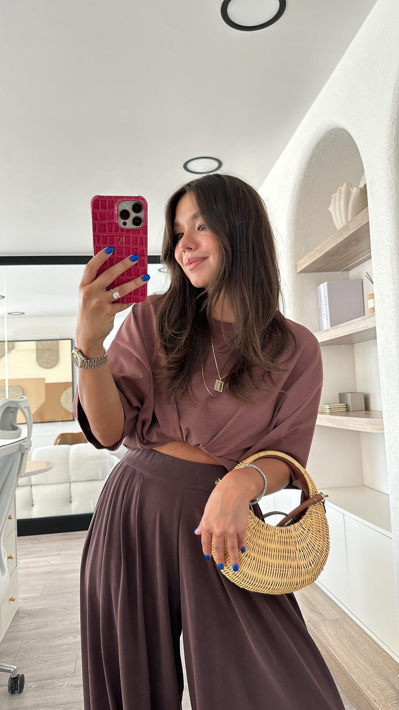 Kahve Basic Oversize Bisiklet Yaka Dilvin Tişört