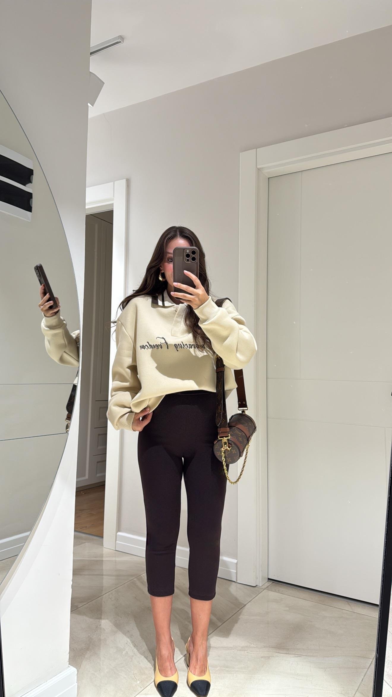 Kahve Beli Lastikli Kapri Tayt