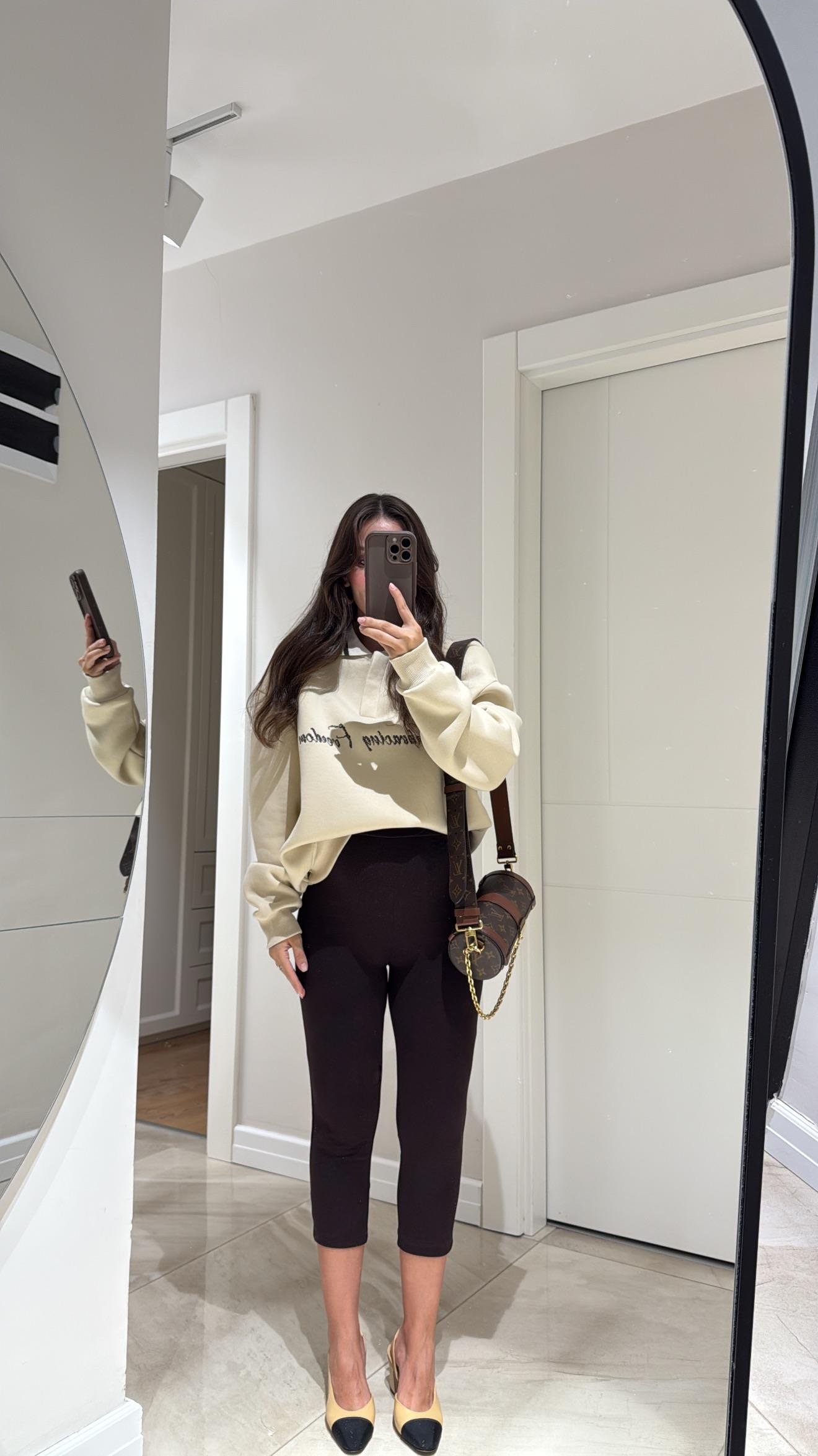 Kahve Beli Lastikli Kapri Tayt