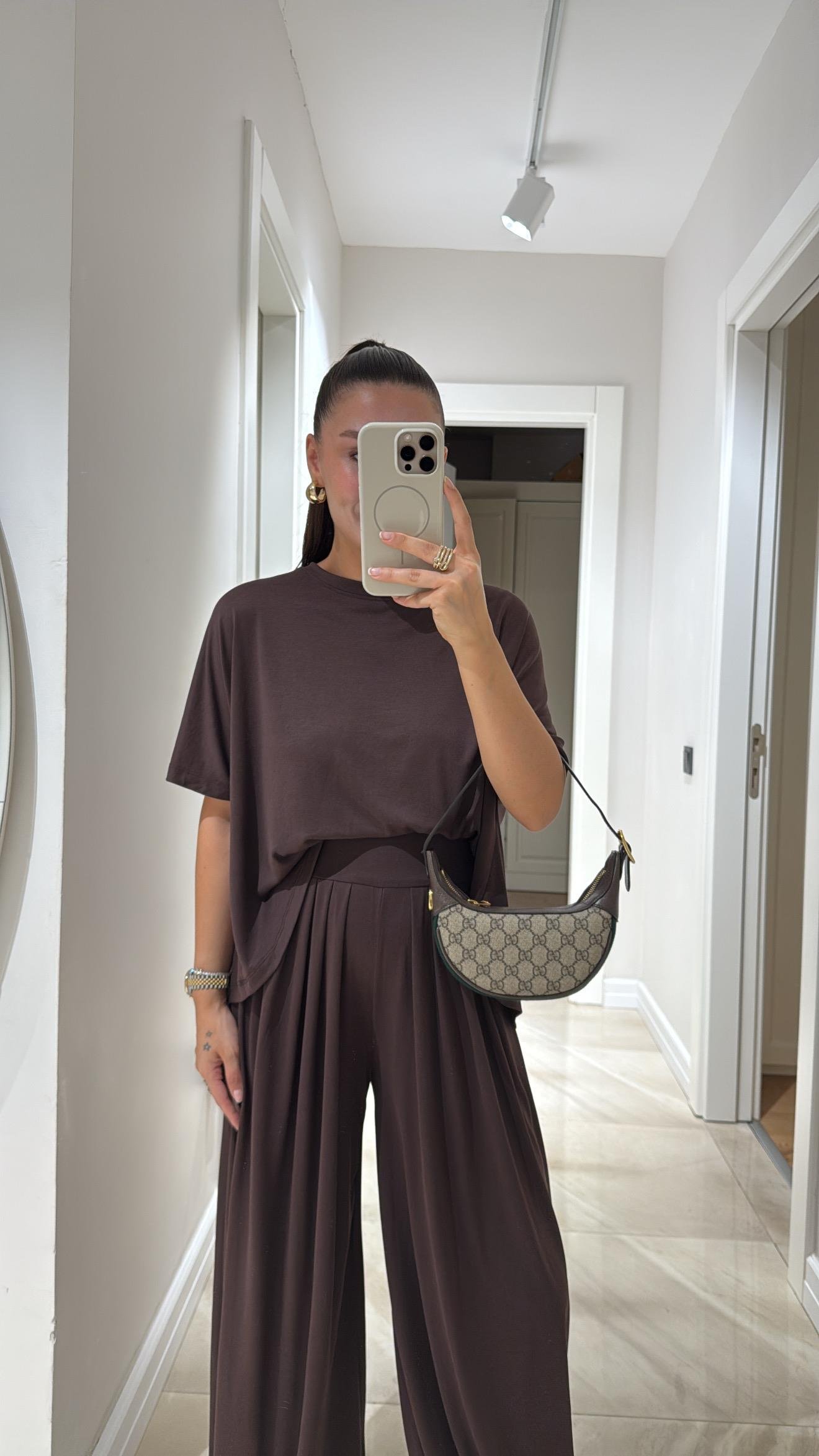 Mürdüm Bisiklet Yaka Şalvar Pantolon Takım 