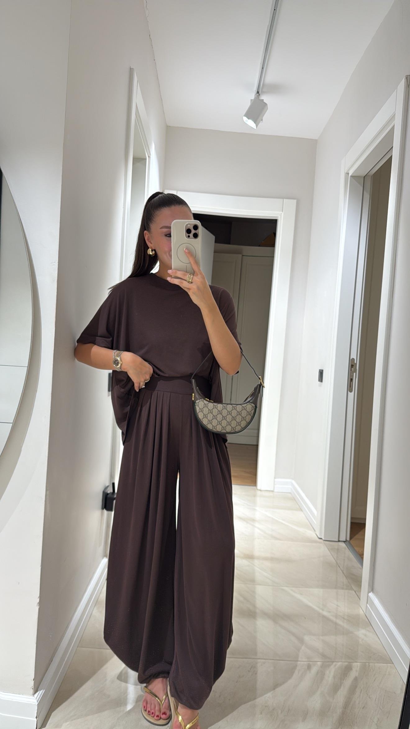 Mürdüm Bisiklet Yaka Şalvar Pantolon Takım 