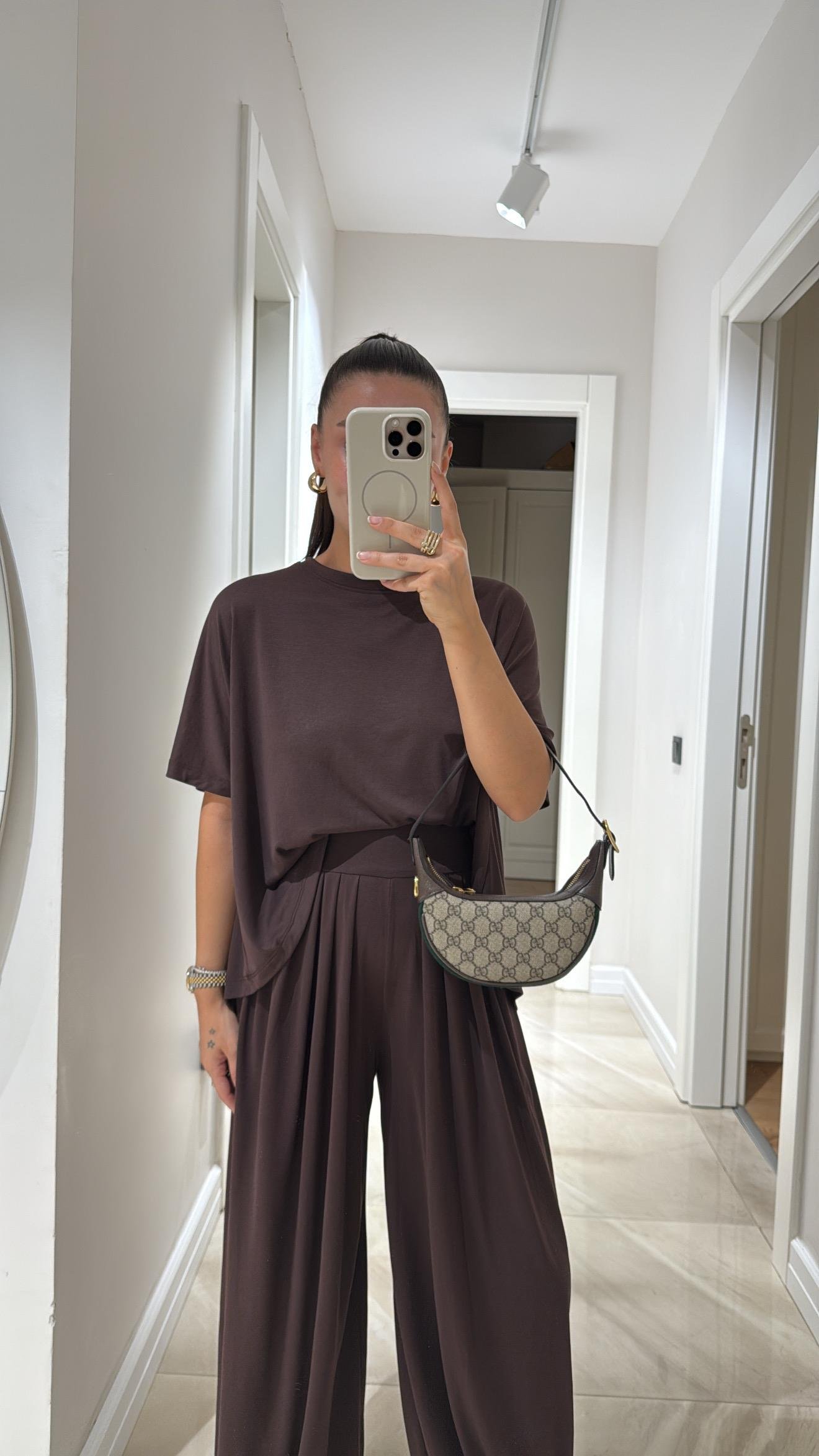 Mürdüm Bisiklet Yaka Şalvar Pantolon Takım 