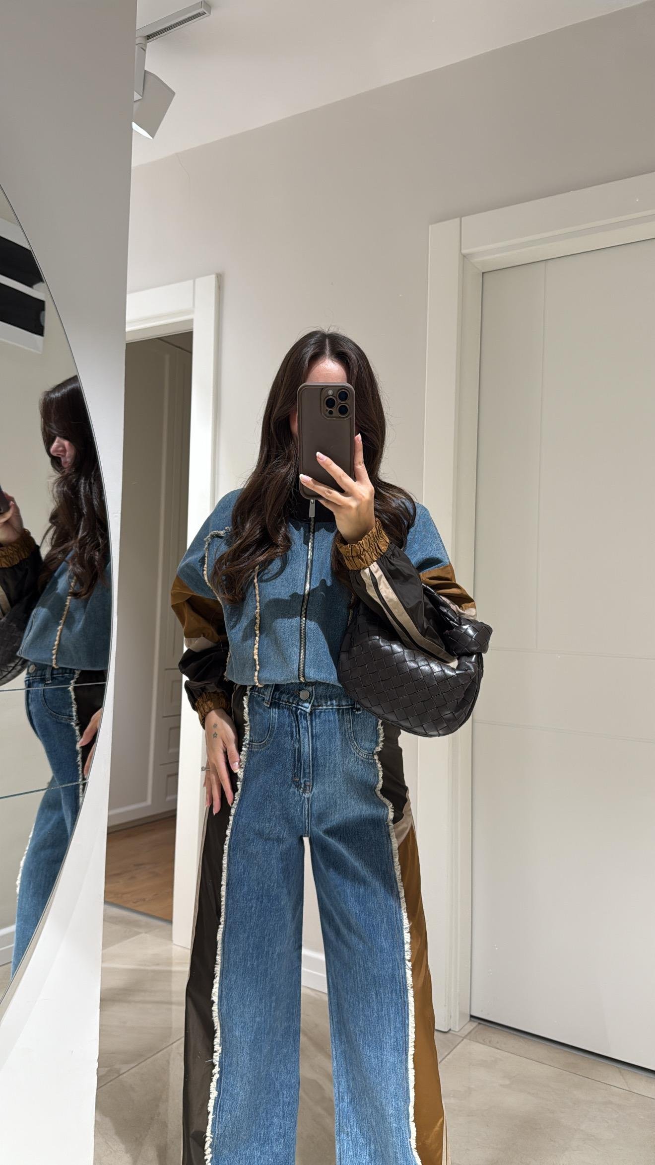 Kahve Paraşüt Kumaş Püsküllü Denim Takım