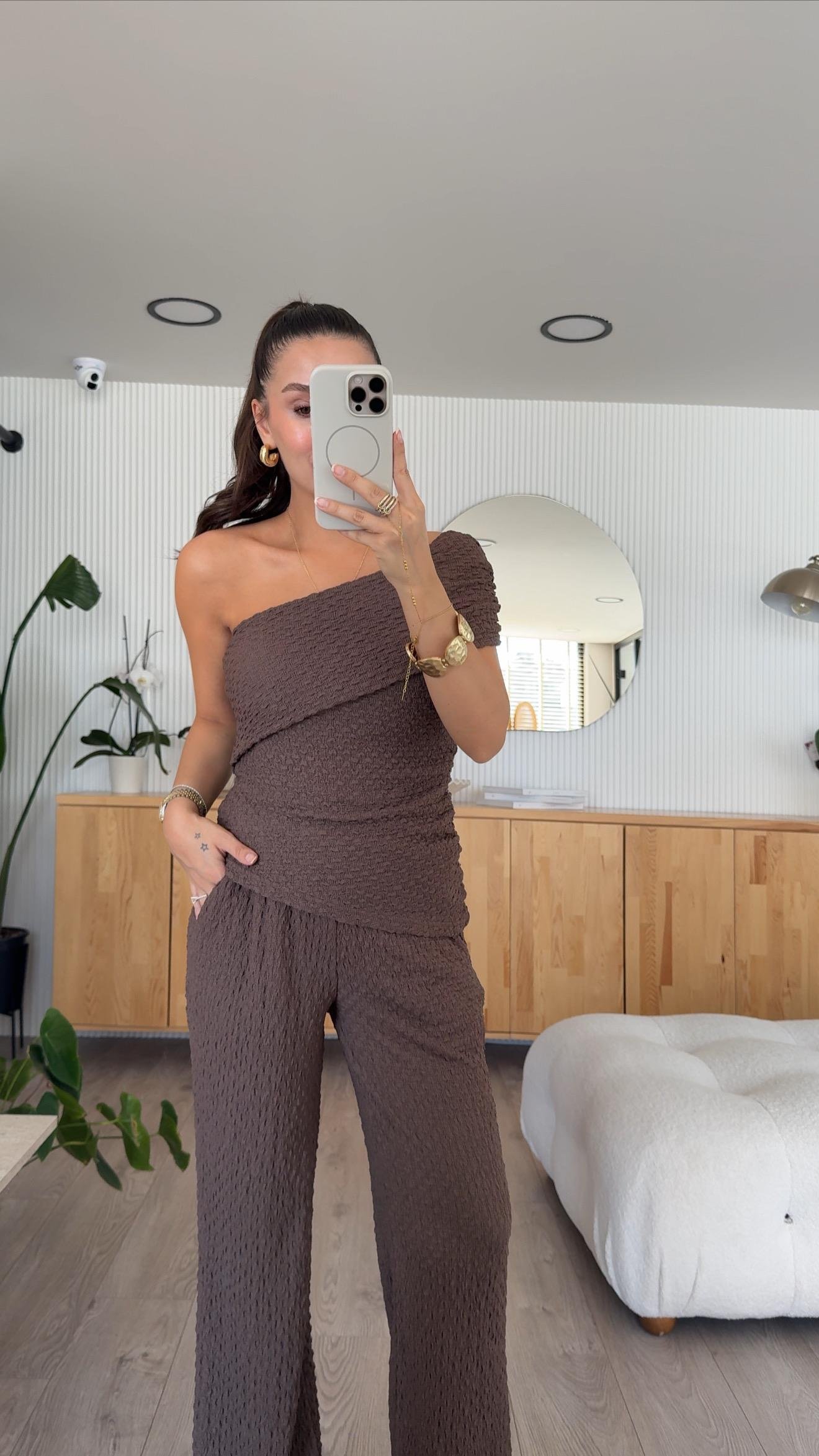 Kahve Tek Kol Dokulu Takım