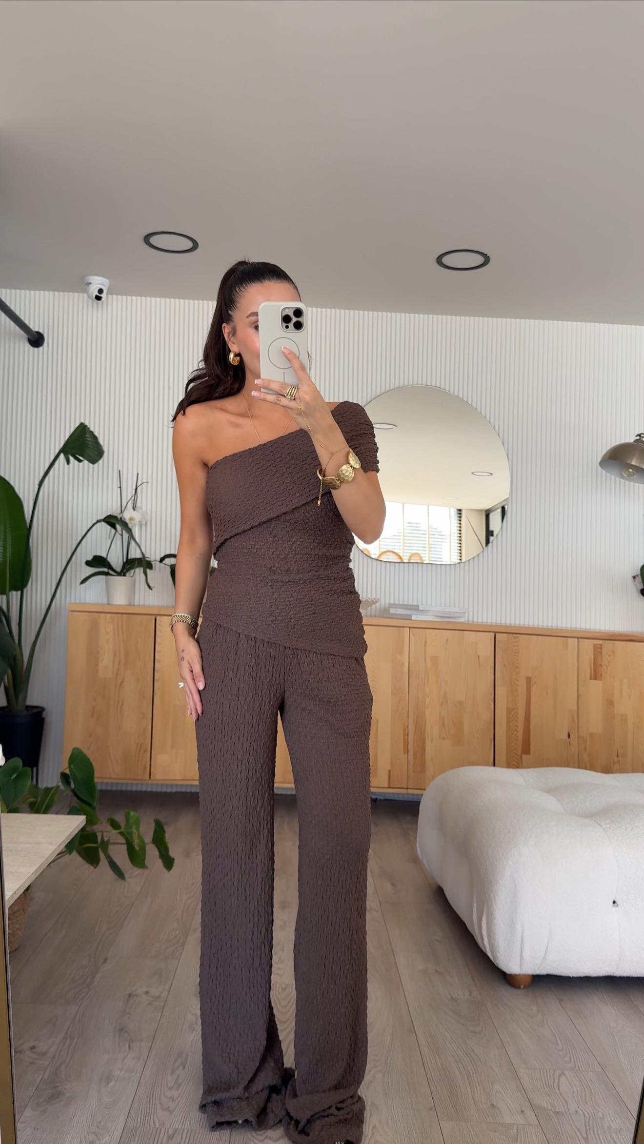 Kahve Tek Kol Dokulu Takım