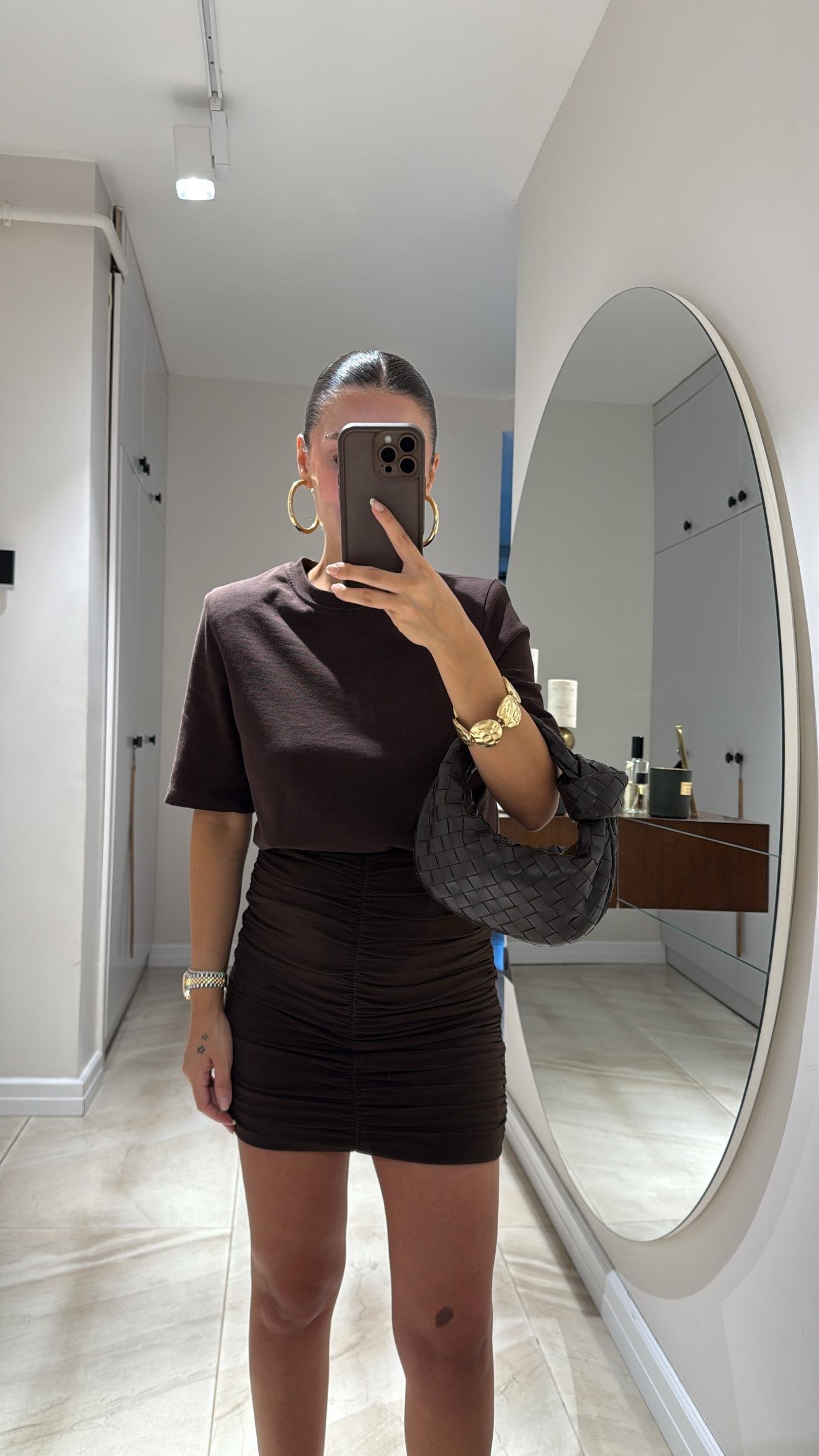 Kahve Vatkalı Marka Model Basic Tshirt