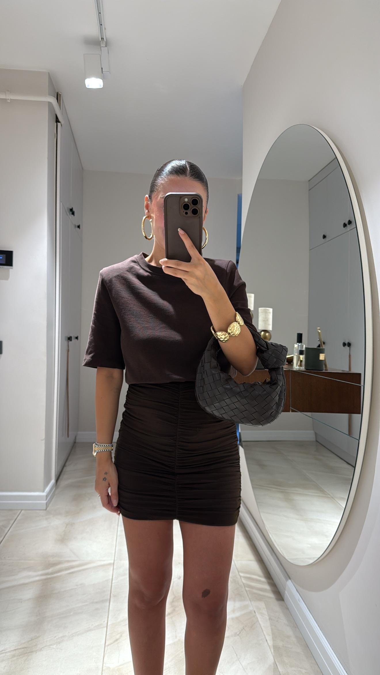 Kahve Vatkalı Marka Model Basic Tshirt