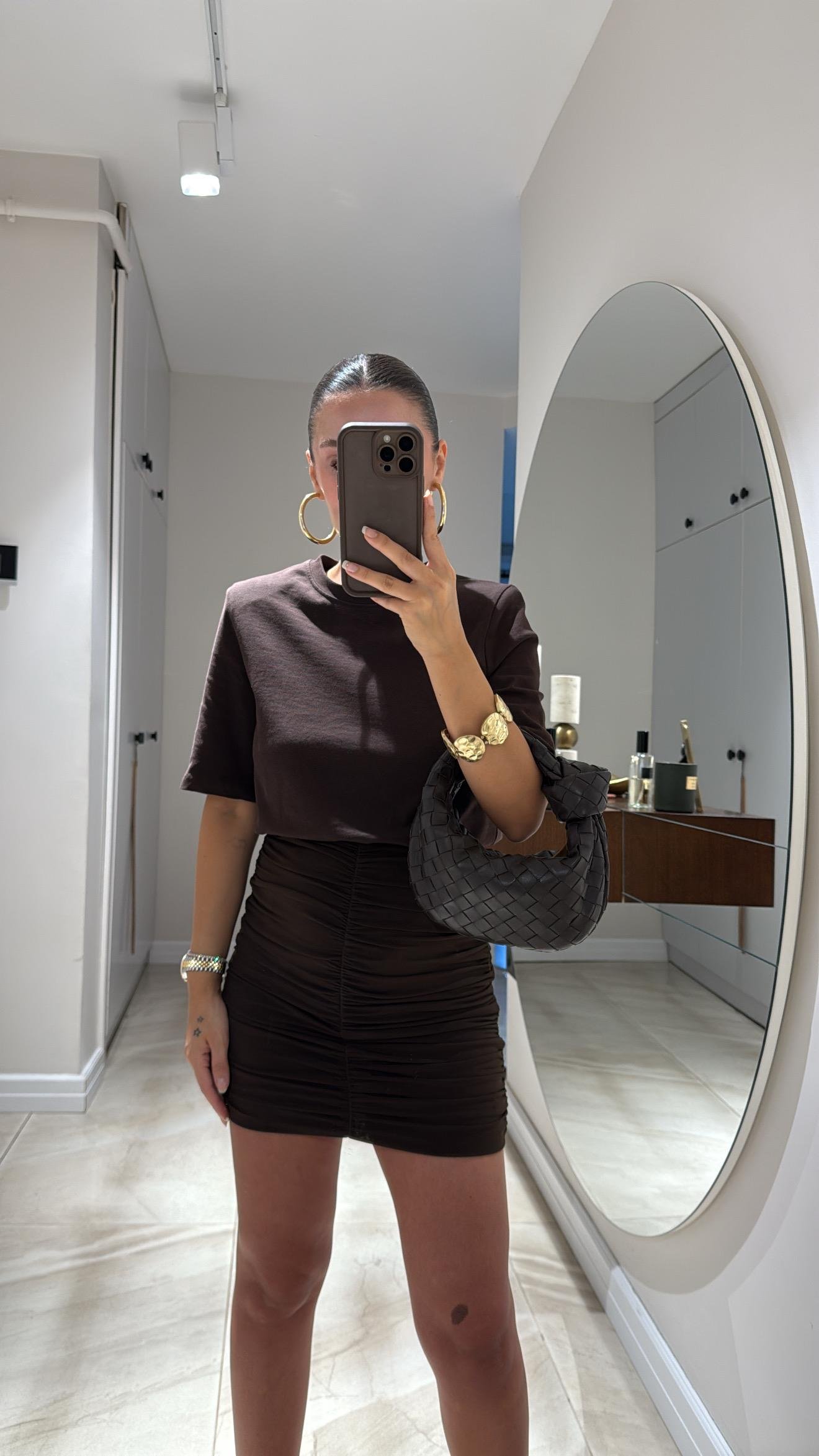 Kahve Vatkalı Marka Model Basic Tshirt