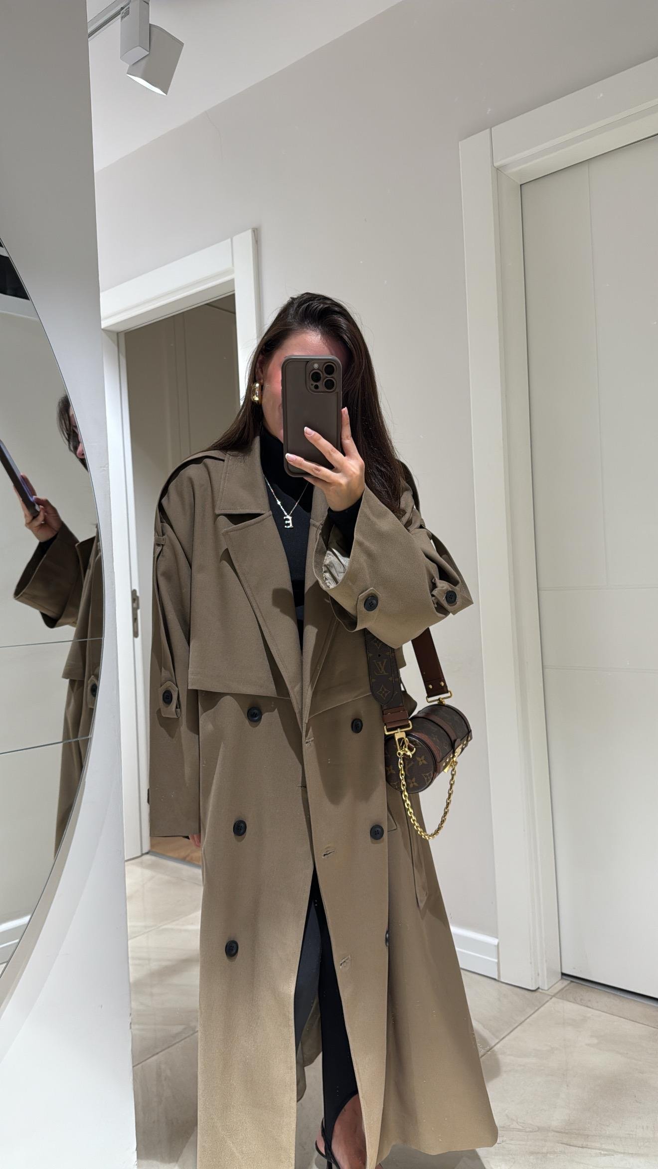 Karamel Tokalı Premium Oversize Trenç 