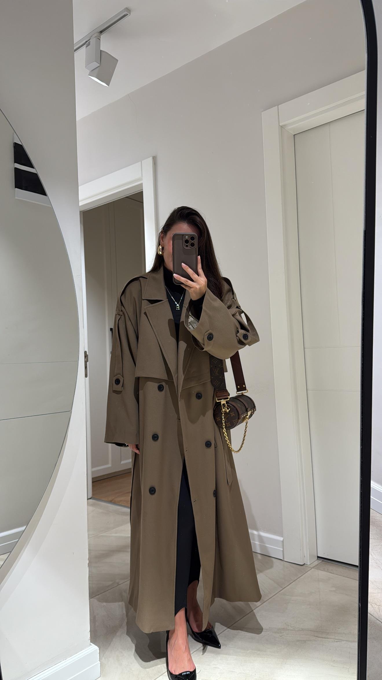 Karamel Tokalı Premium Oversize Trenç 