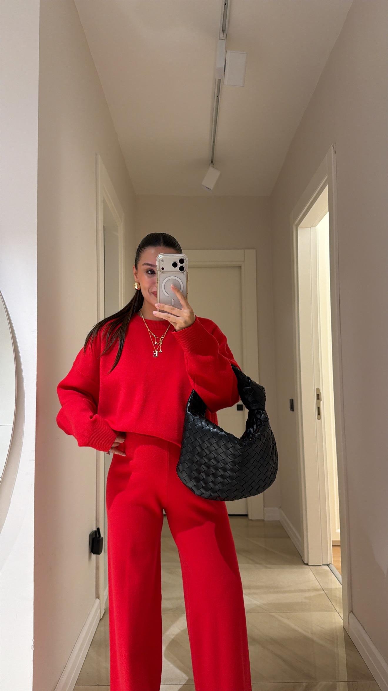 Kırmızı Bisiklet Yaka Marka Model Triko Takım