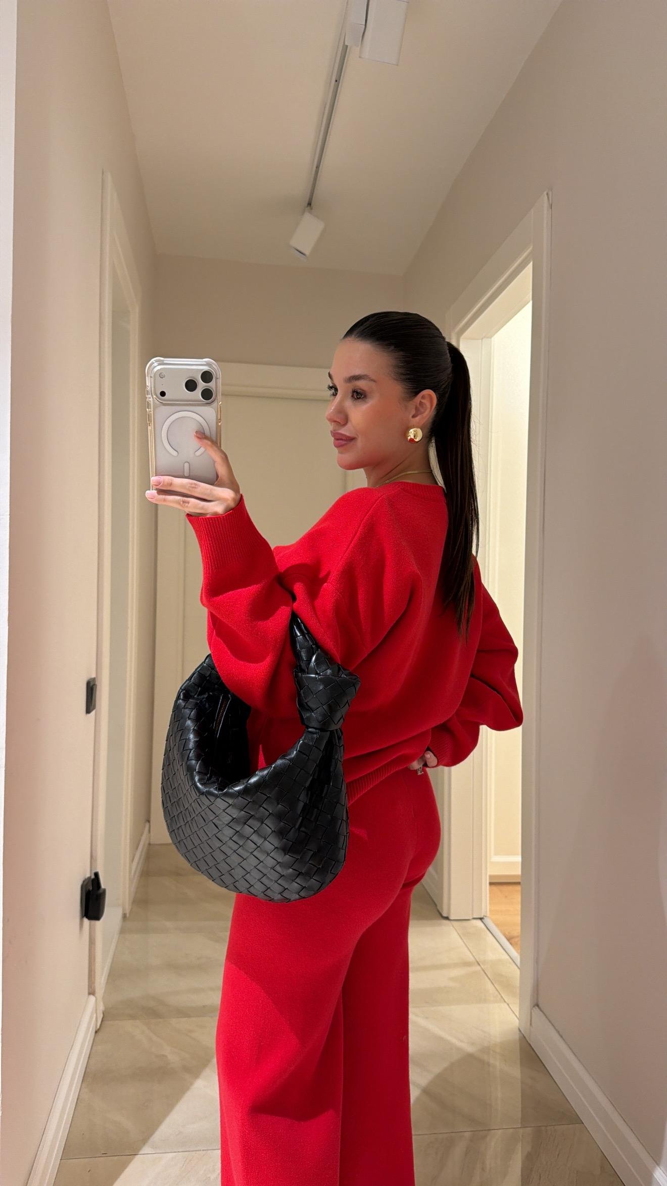 Kırmızı Bisiklet Yaka Marka Model Triko Takım