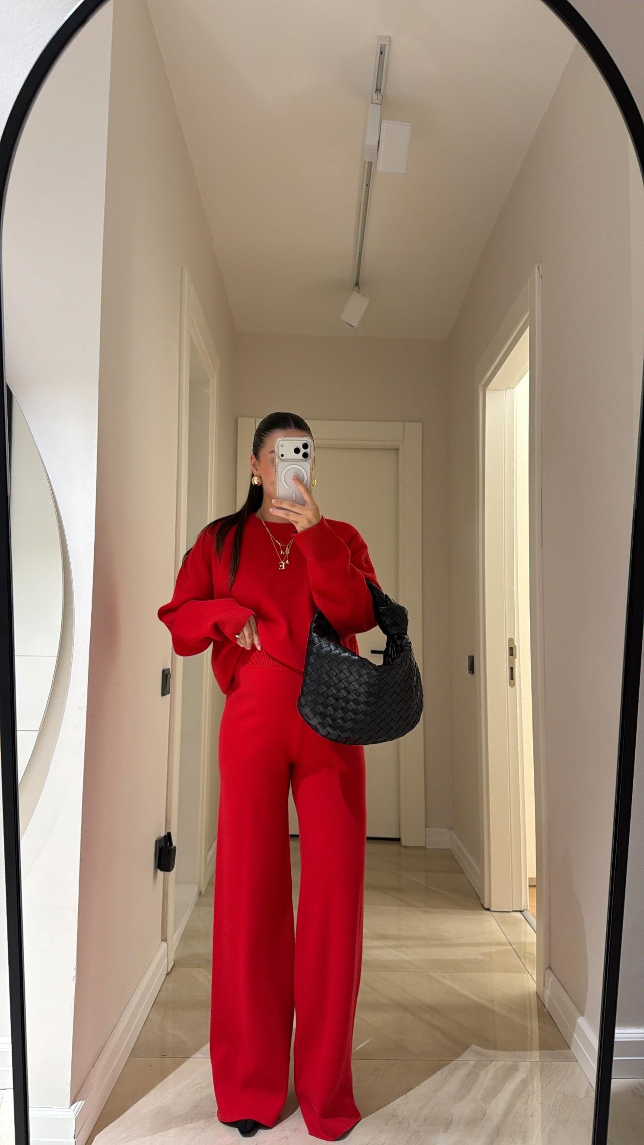 Kırmızı Bisiklet Yaka Marka Model Triko Takım