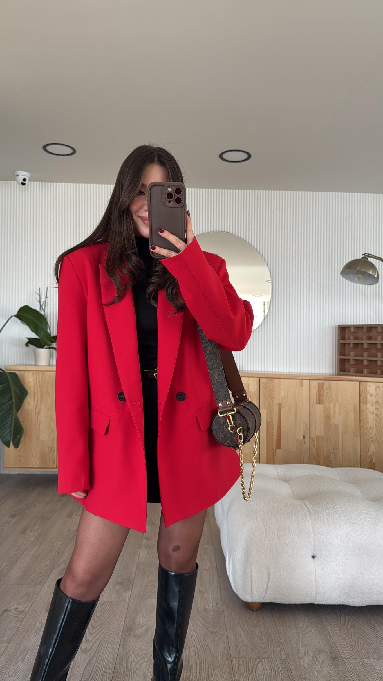 Kırmızı Çift Cepli Marka Model Blazer Ceket 