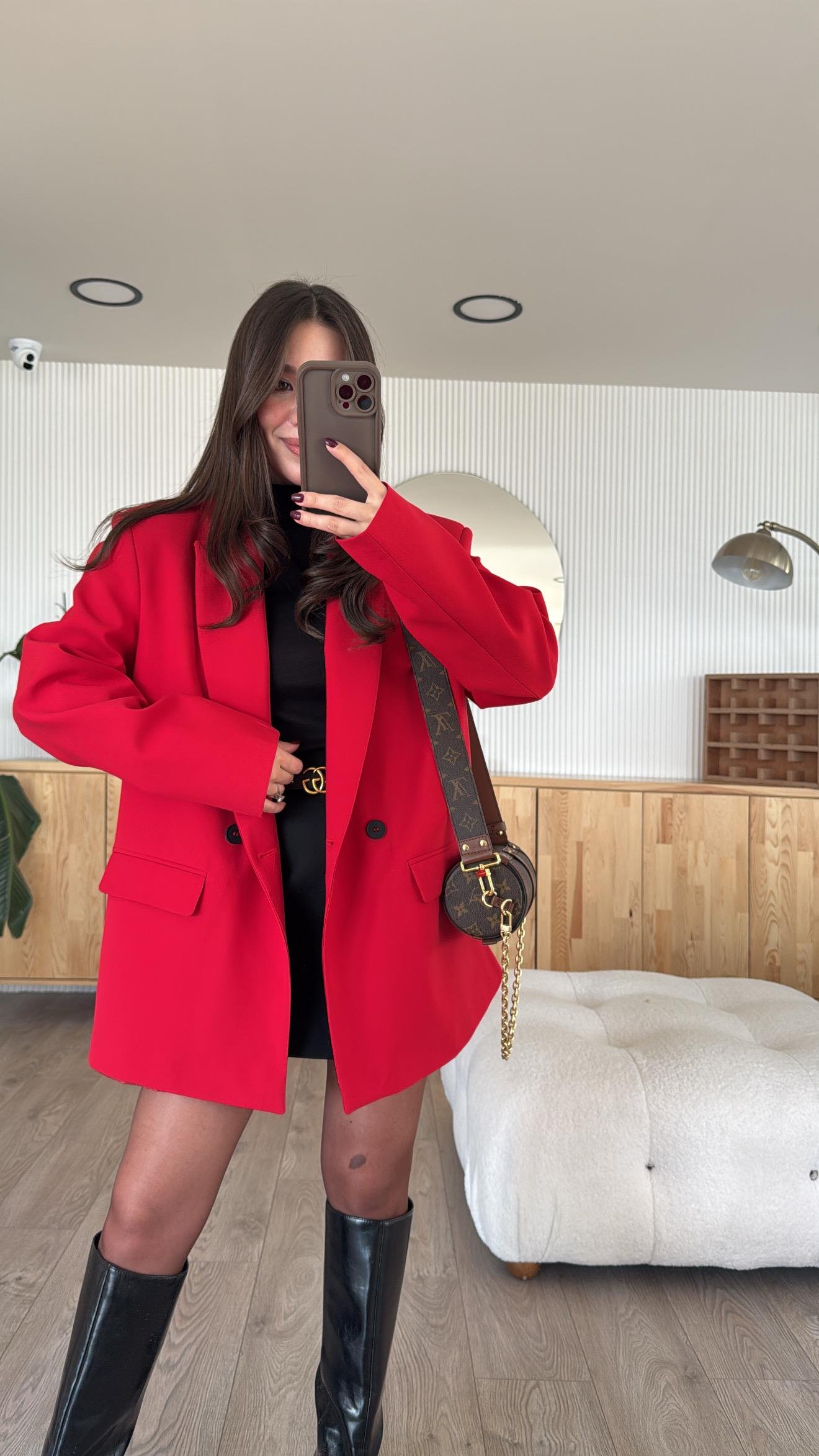 Kırmızı Çift Cepli Marka Model Blazer Ceket 
