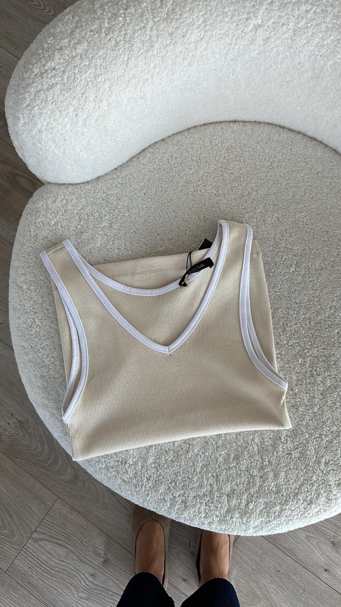 Krem Beyaz Biyeli Fitilli Marka Model Atlet 