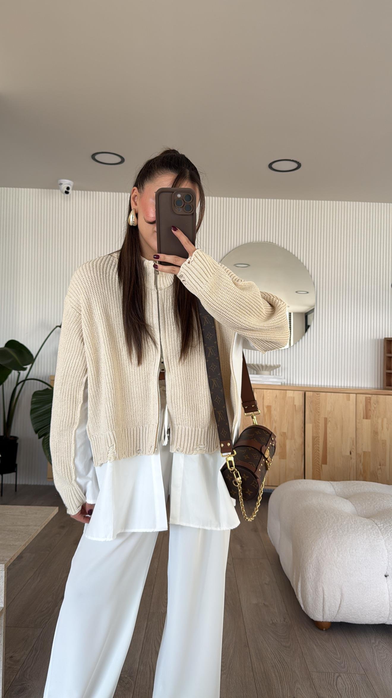 Krem Triko Detaylı Ravi Gömlek Hırka