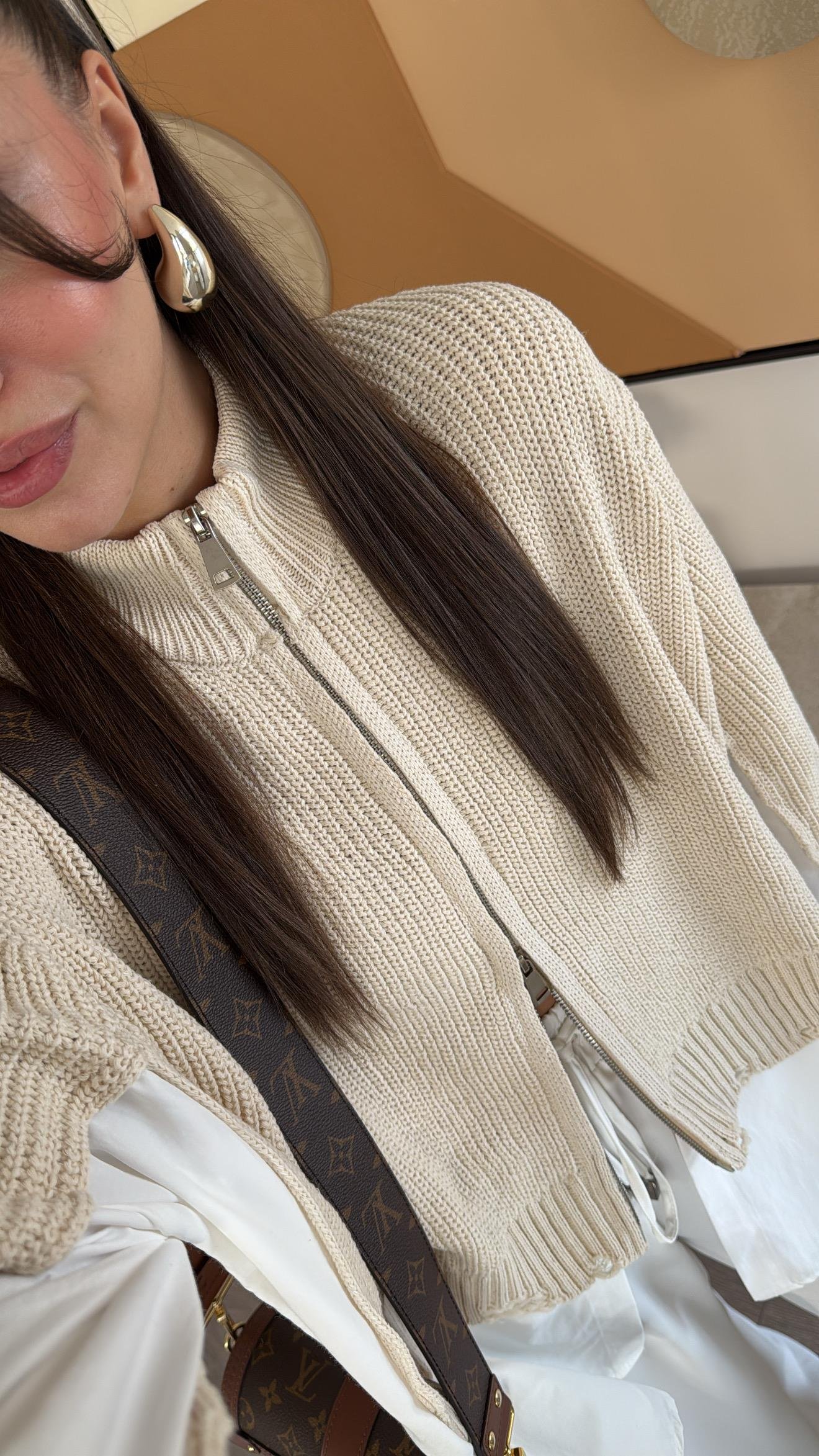 Krem Triko Detaylı Ravi Gömlek Hırka