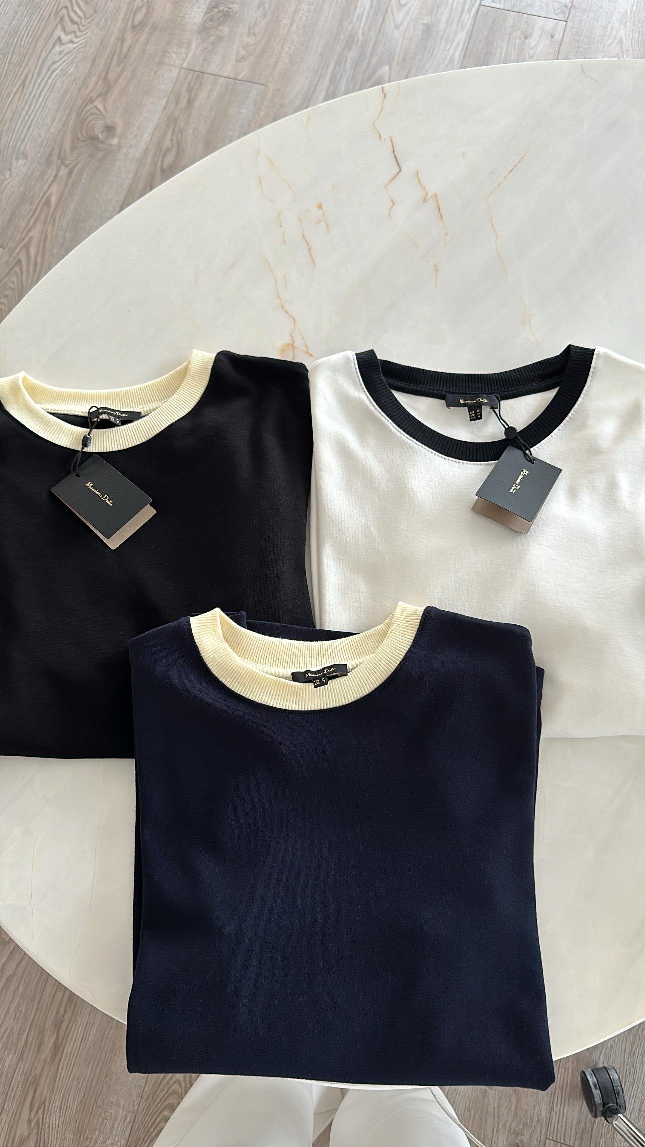 Lacivert Bej Ribanalı Marka Model İnce Sweat 