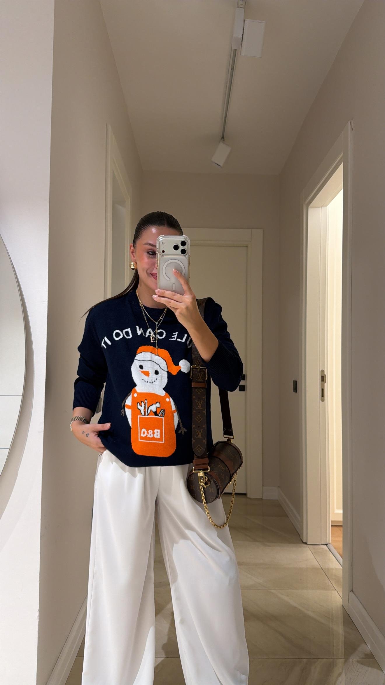 Lacivert Bisiklet Yaka Figürlü Marka Model Kazak 