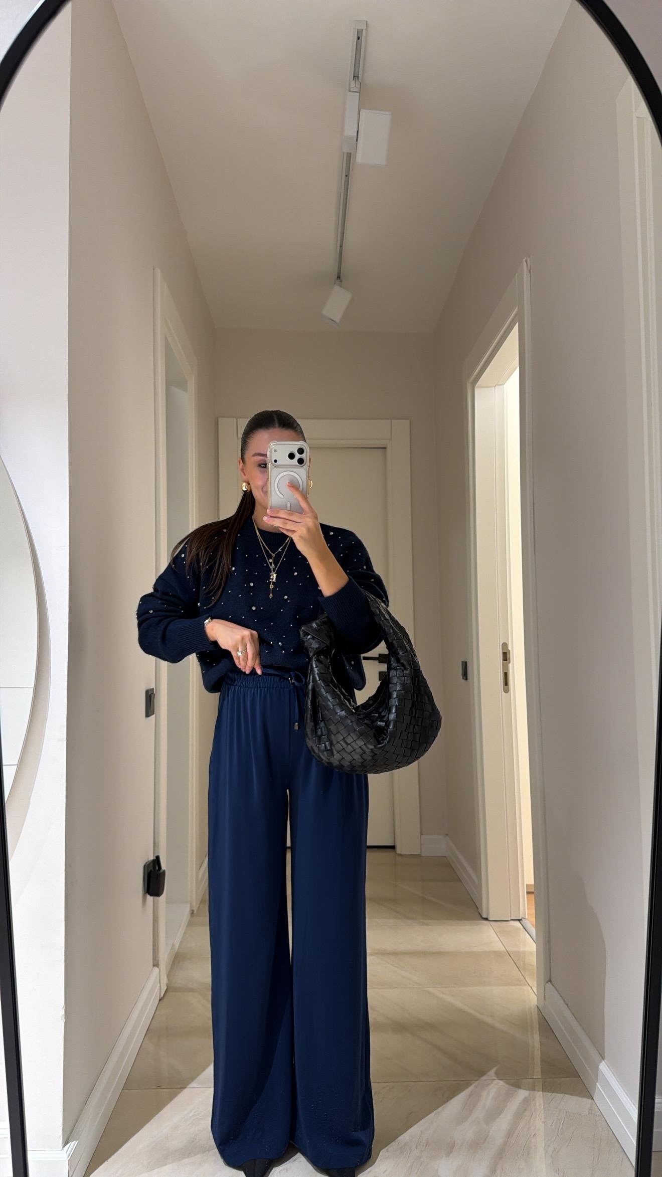 Lacivert Bol Paça Tensel Pantolon