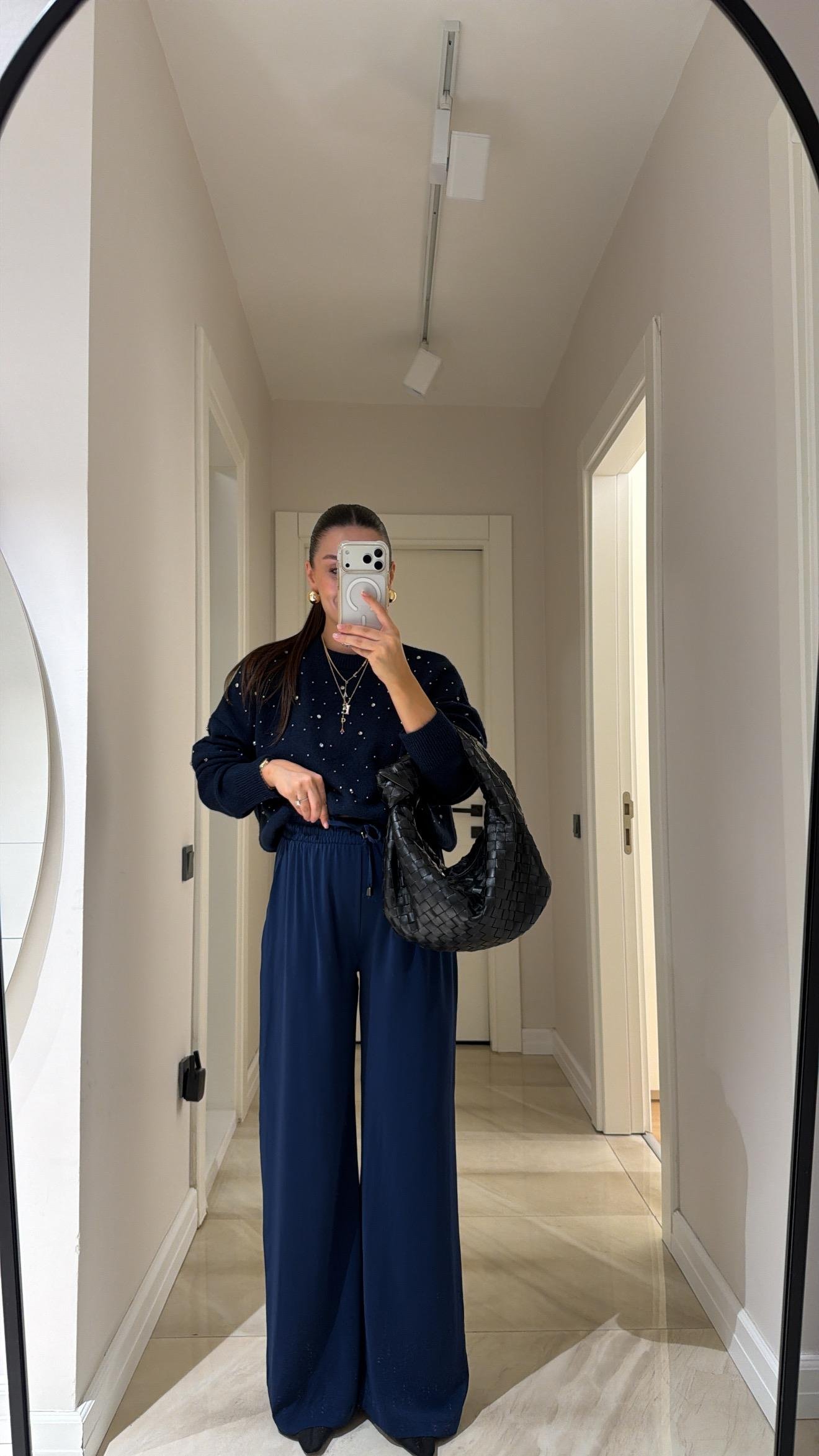 Lacivert Bol Paça Tensel Pantolon