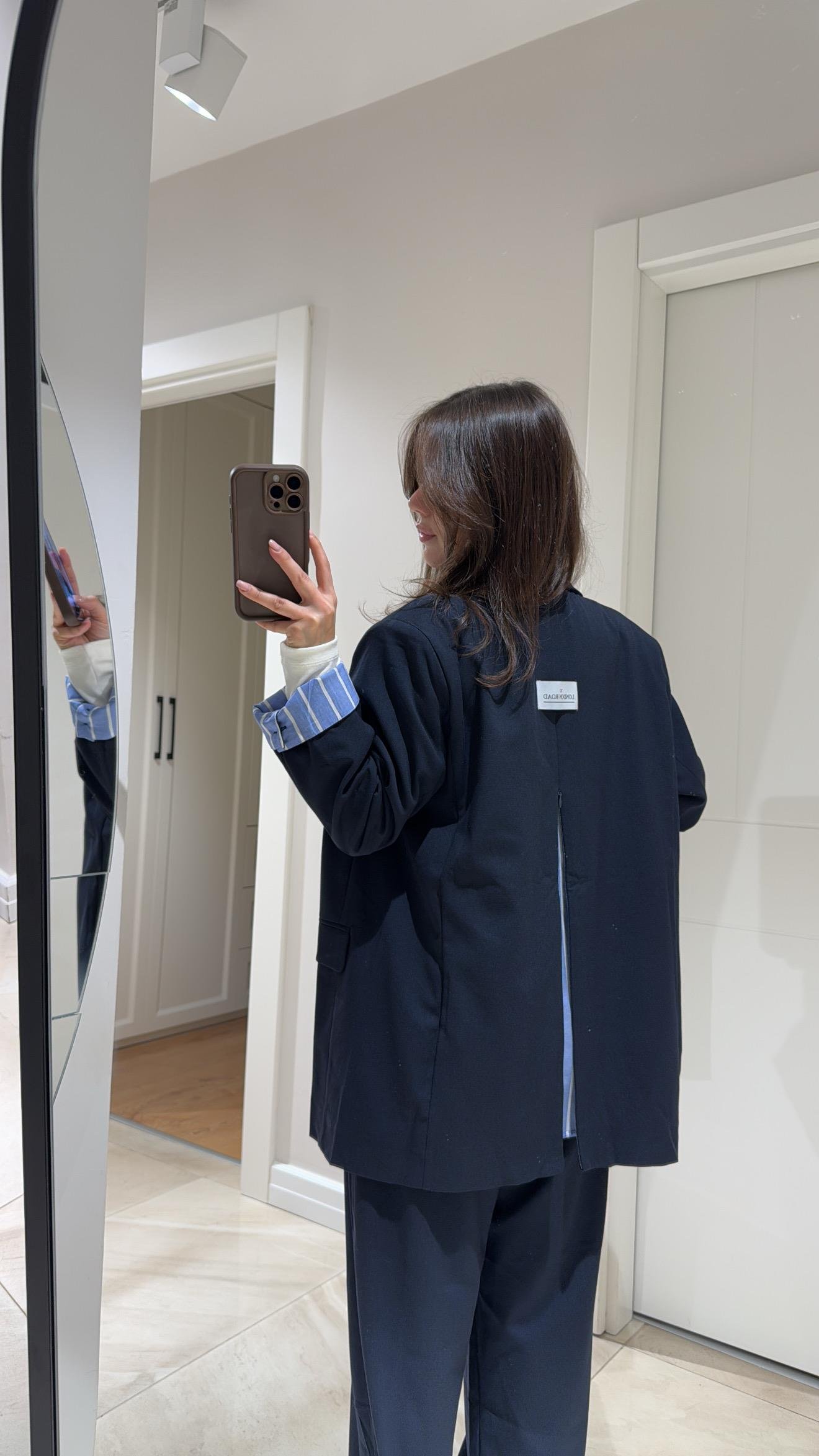 Lacivert Çizgili Gömlek Detaylı Blazer Ceket 