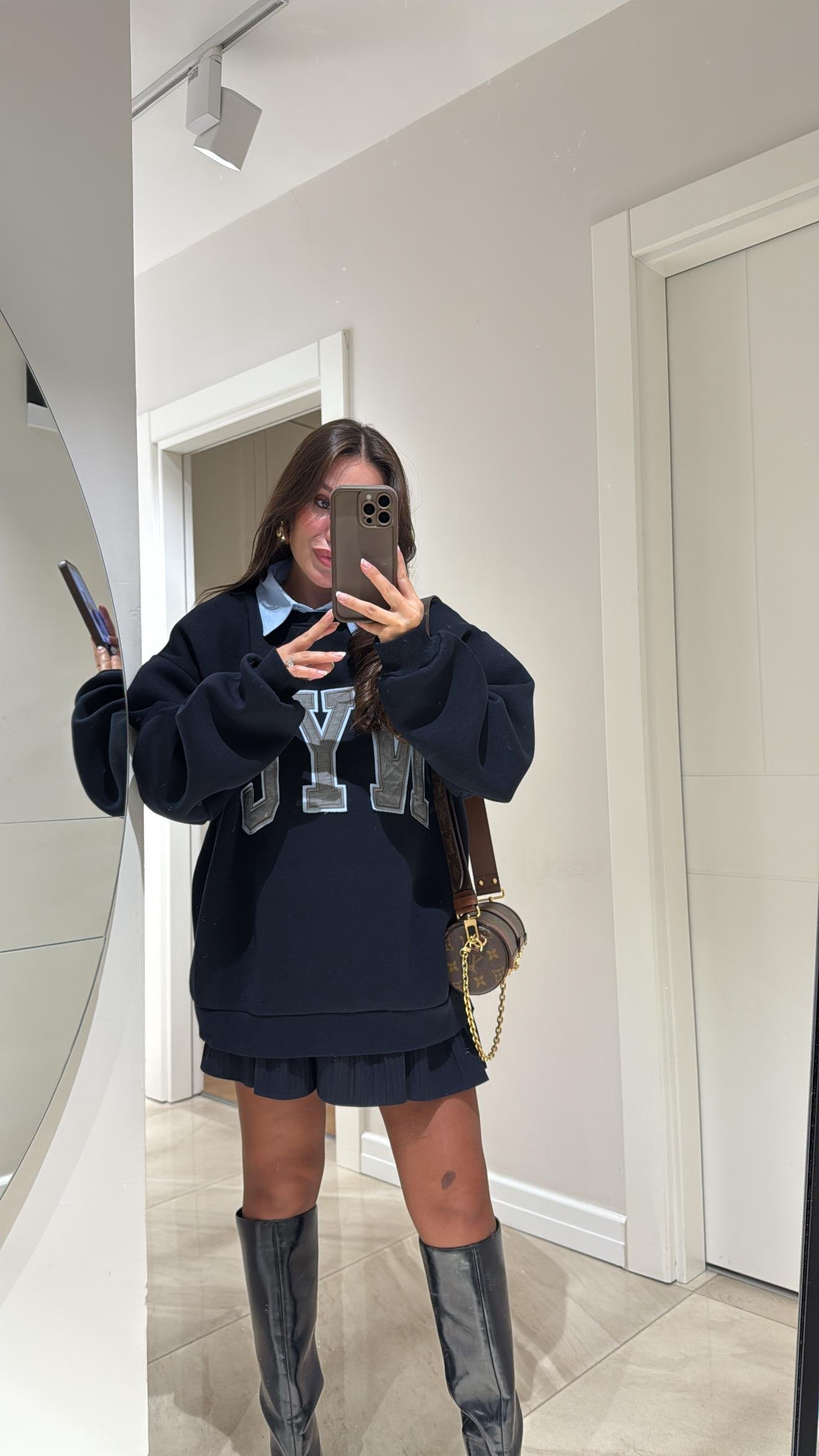 Lacivert Mavi Gömlek Yaka Detaylı Sweat