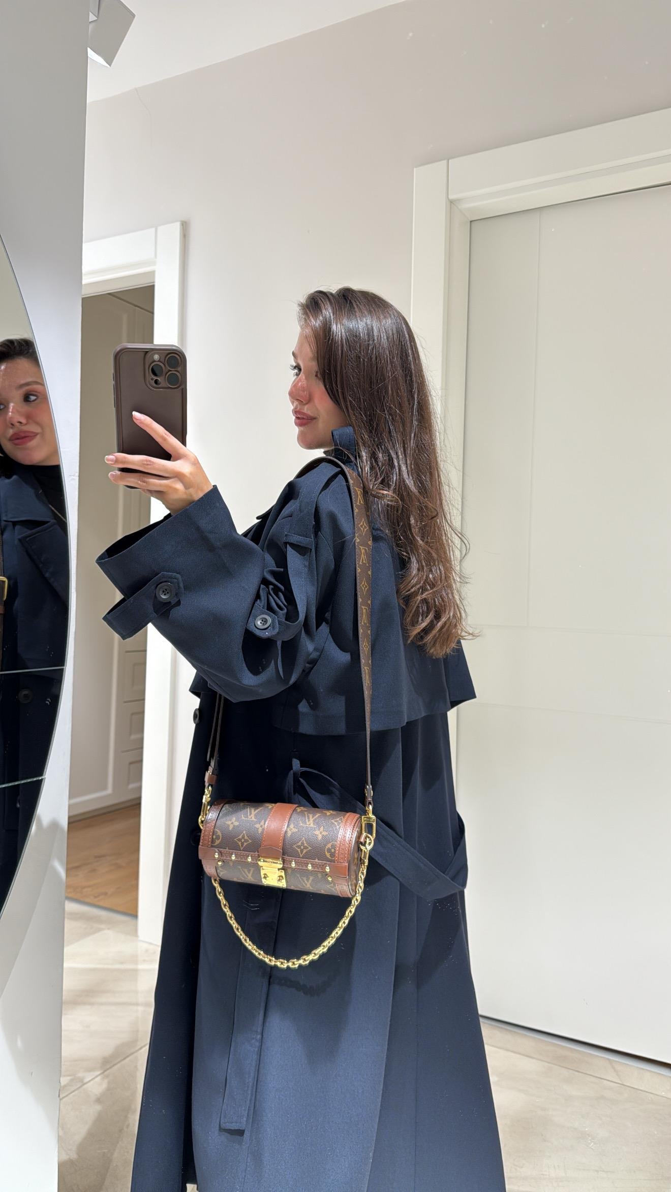 Lacivert Tokalı Premium Oversize Trenç