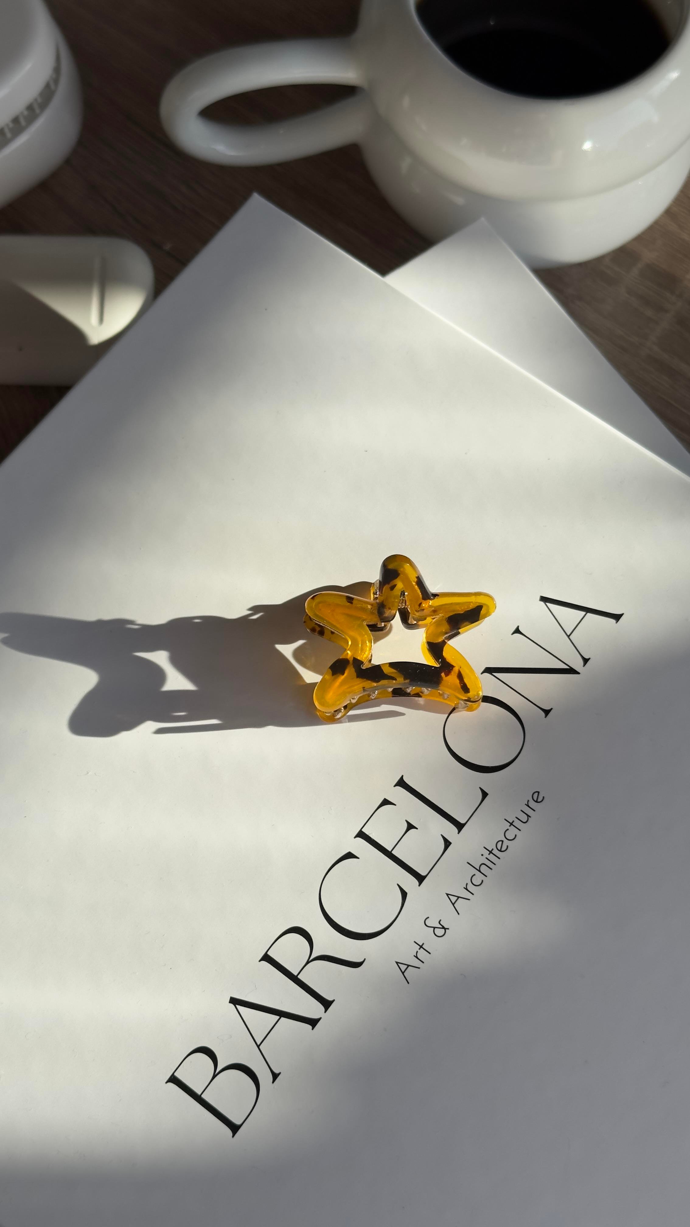 Leopar Desenli Yıldızlı Kemik Mandal Toka 