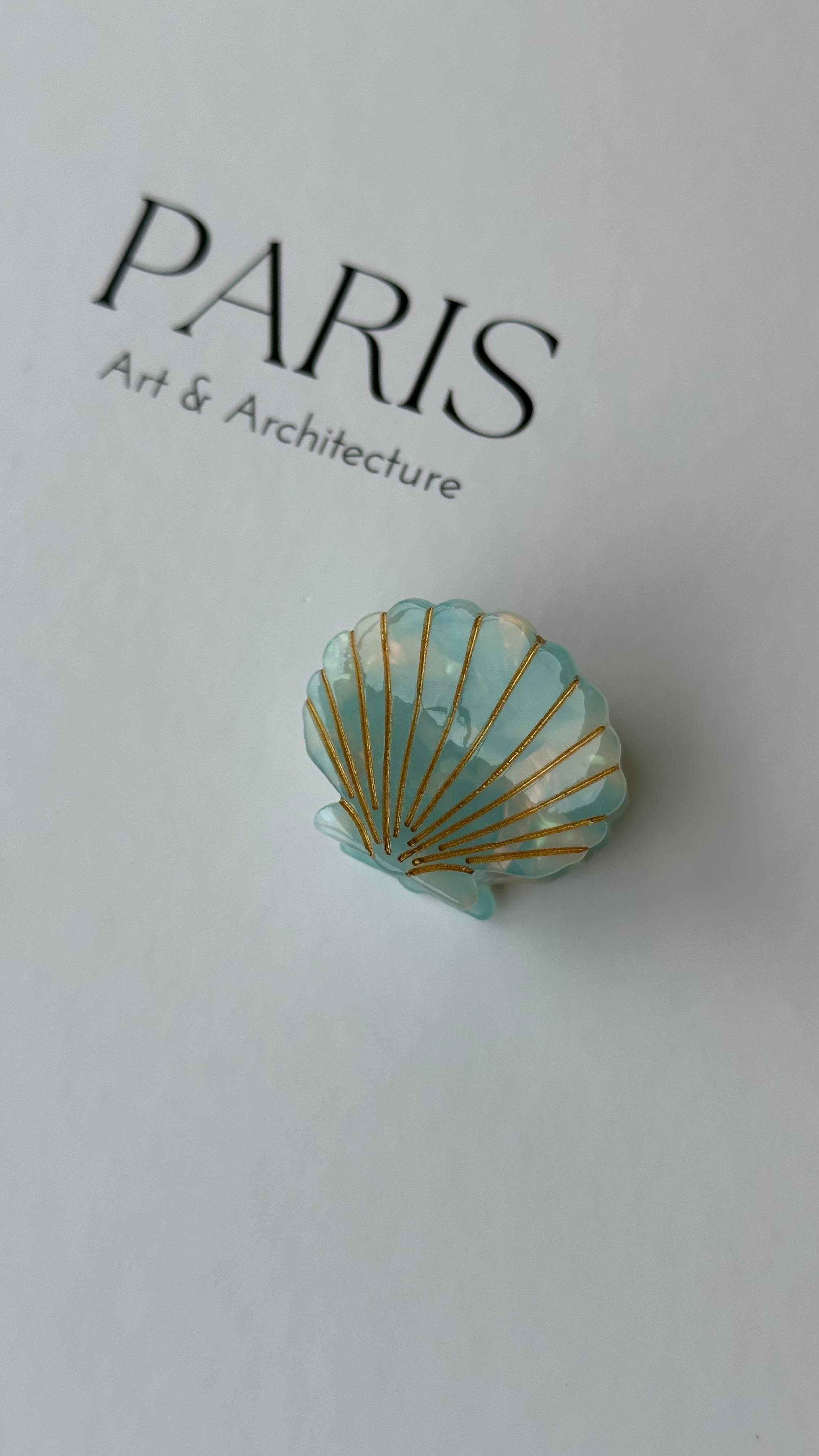 Mavi Camel Çizgili İstiridye Mandal Toka