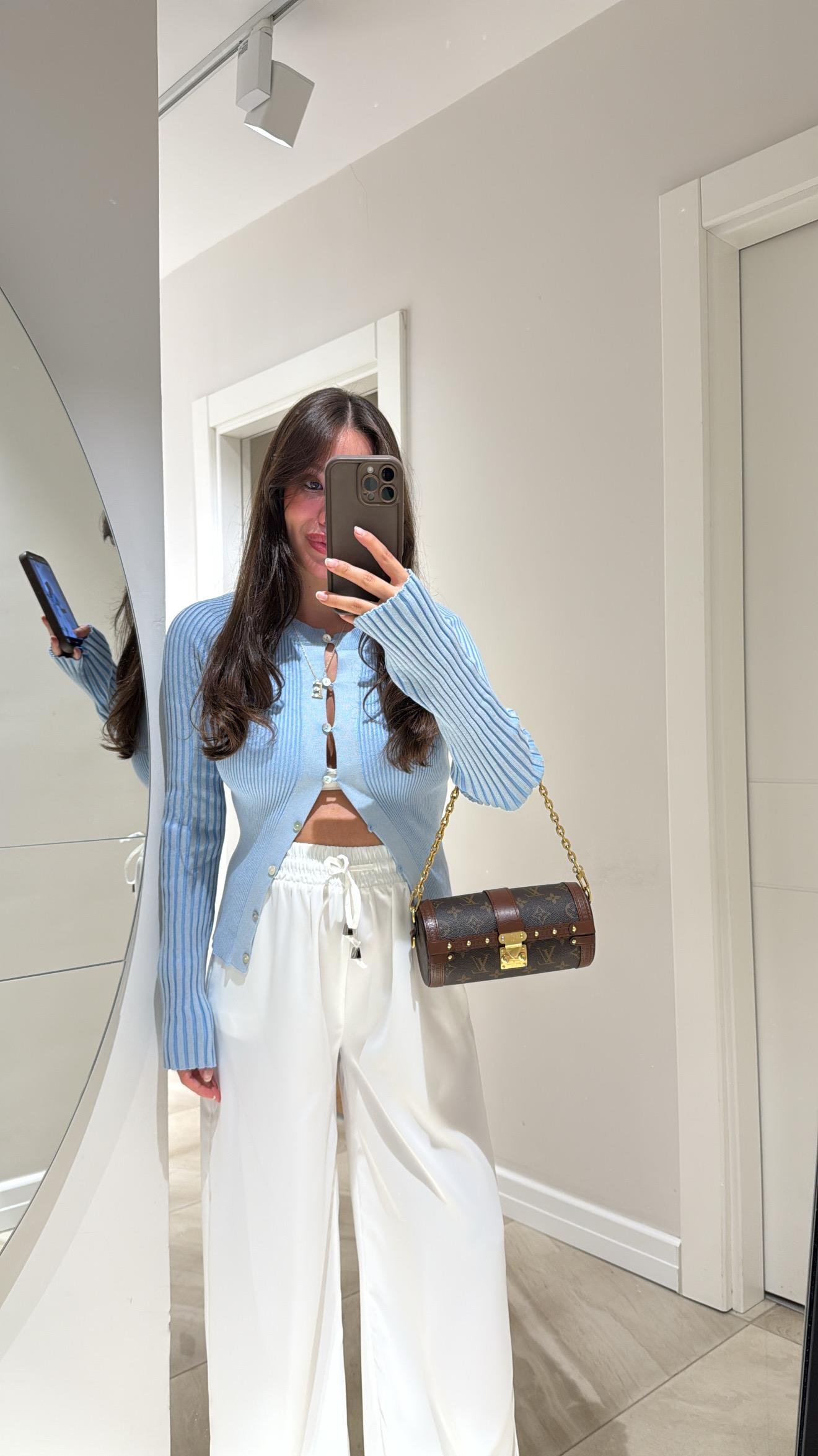 Mavi Fitilli Triko Hırka