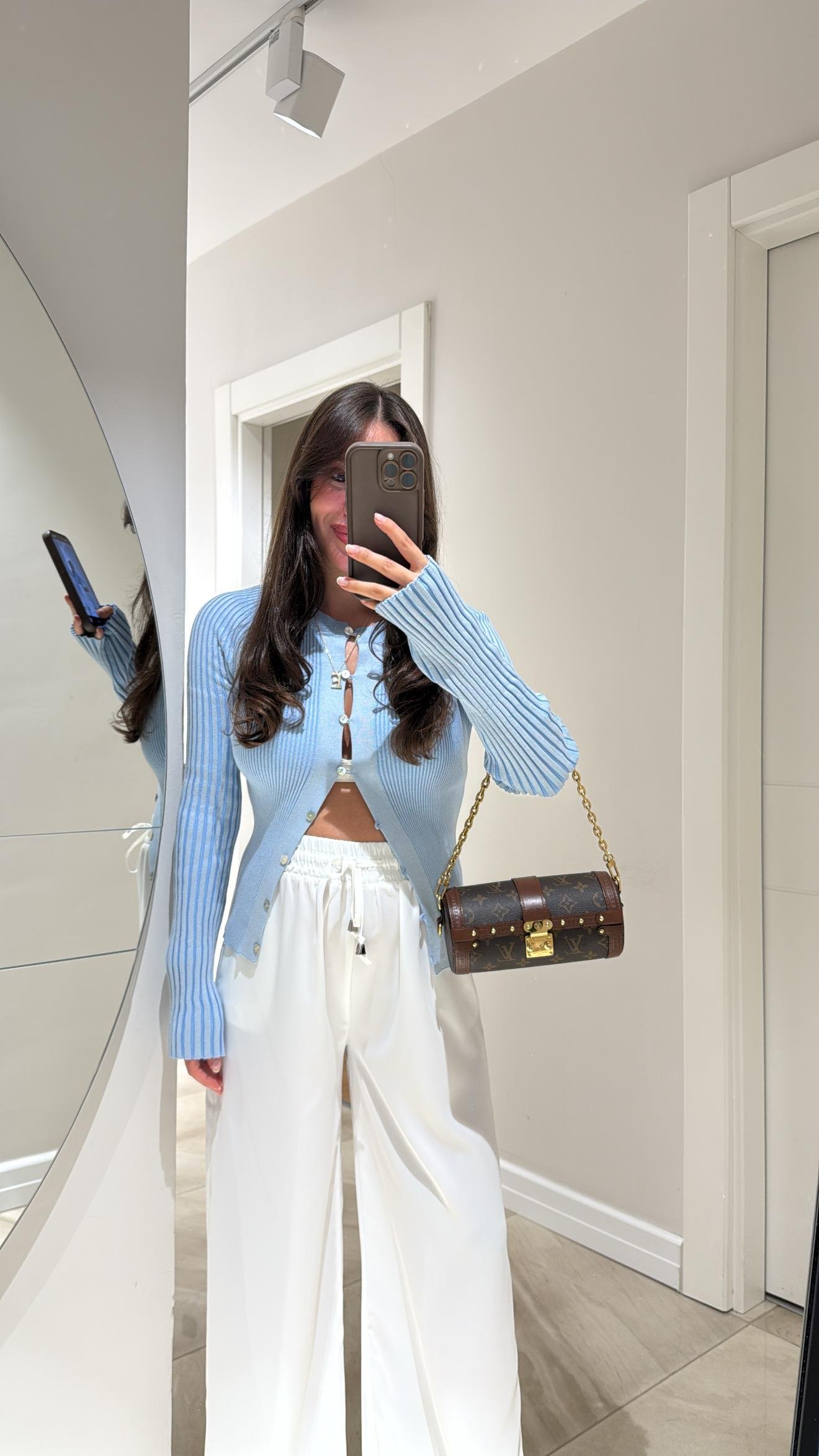 Mavi Fitilli Triko Hırka