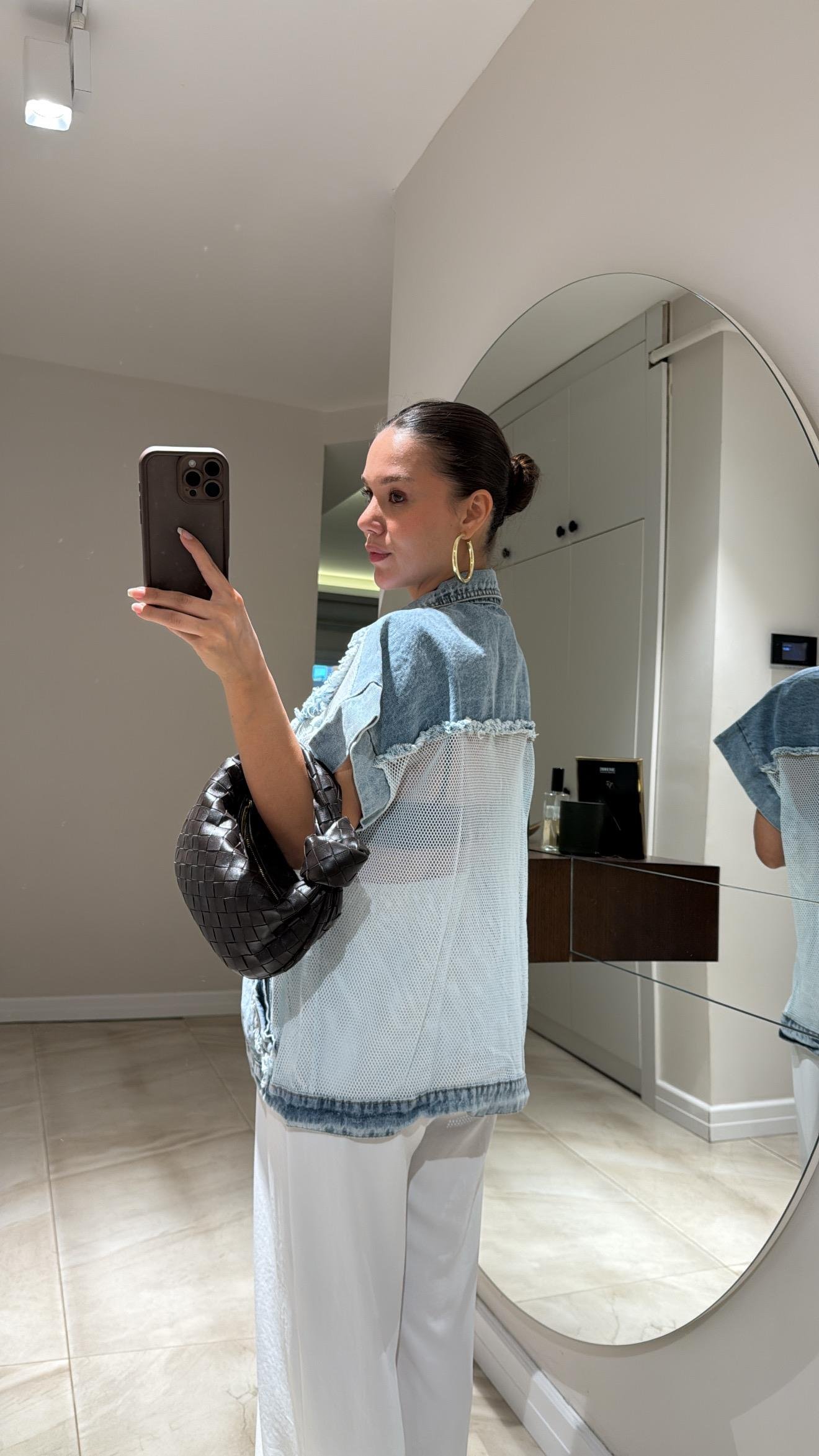 Mavi Jean Detaylı File Yelek