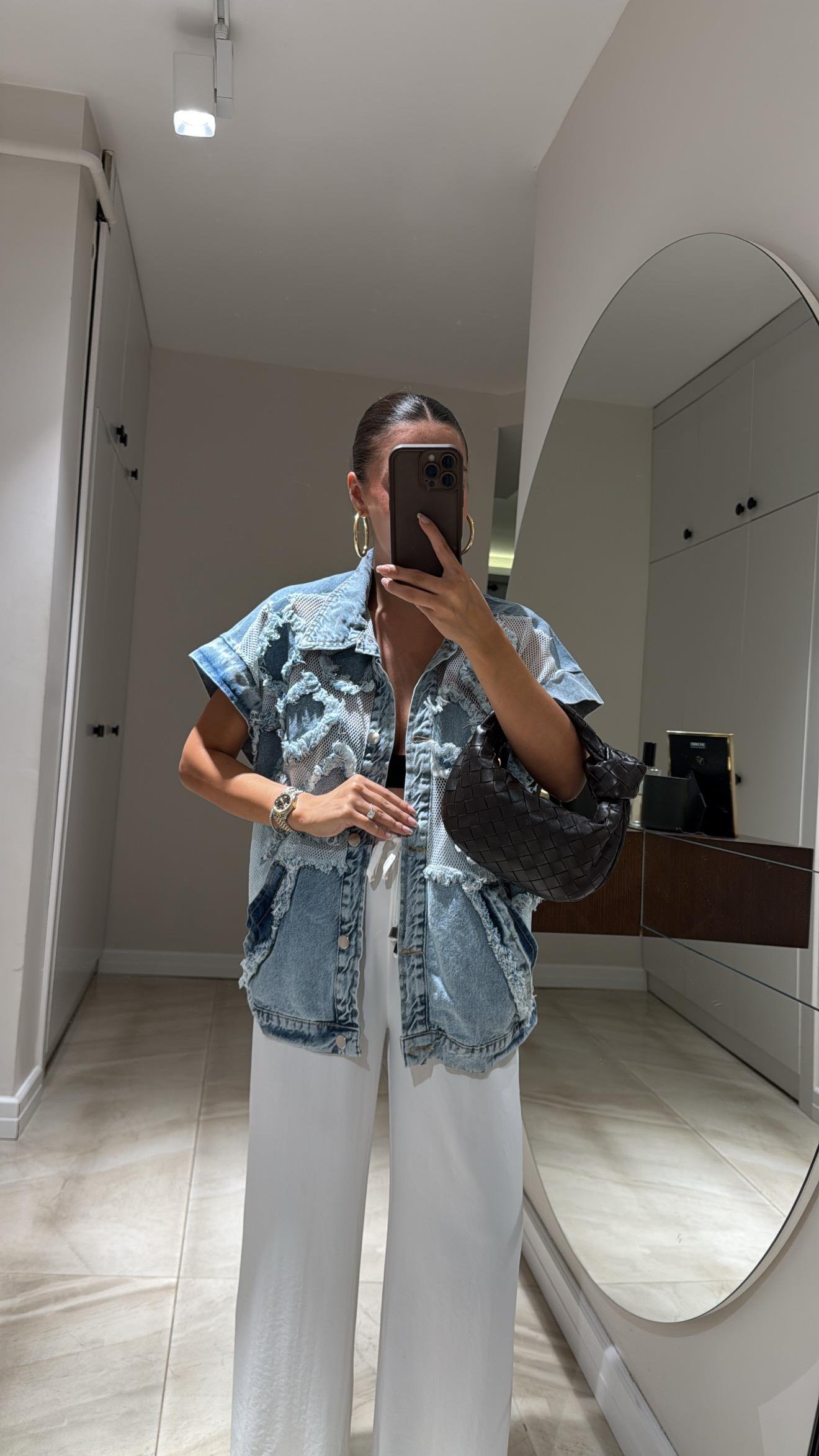 Mavi Jean Detaylı File Yelek