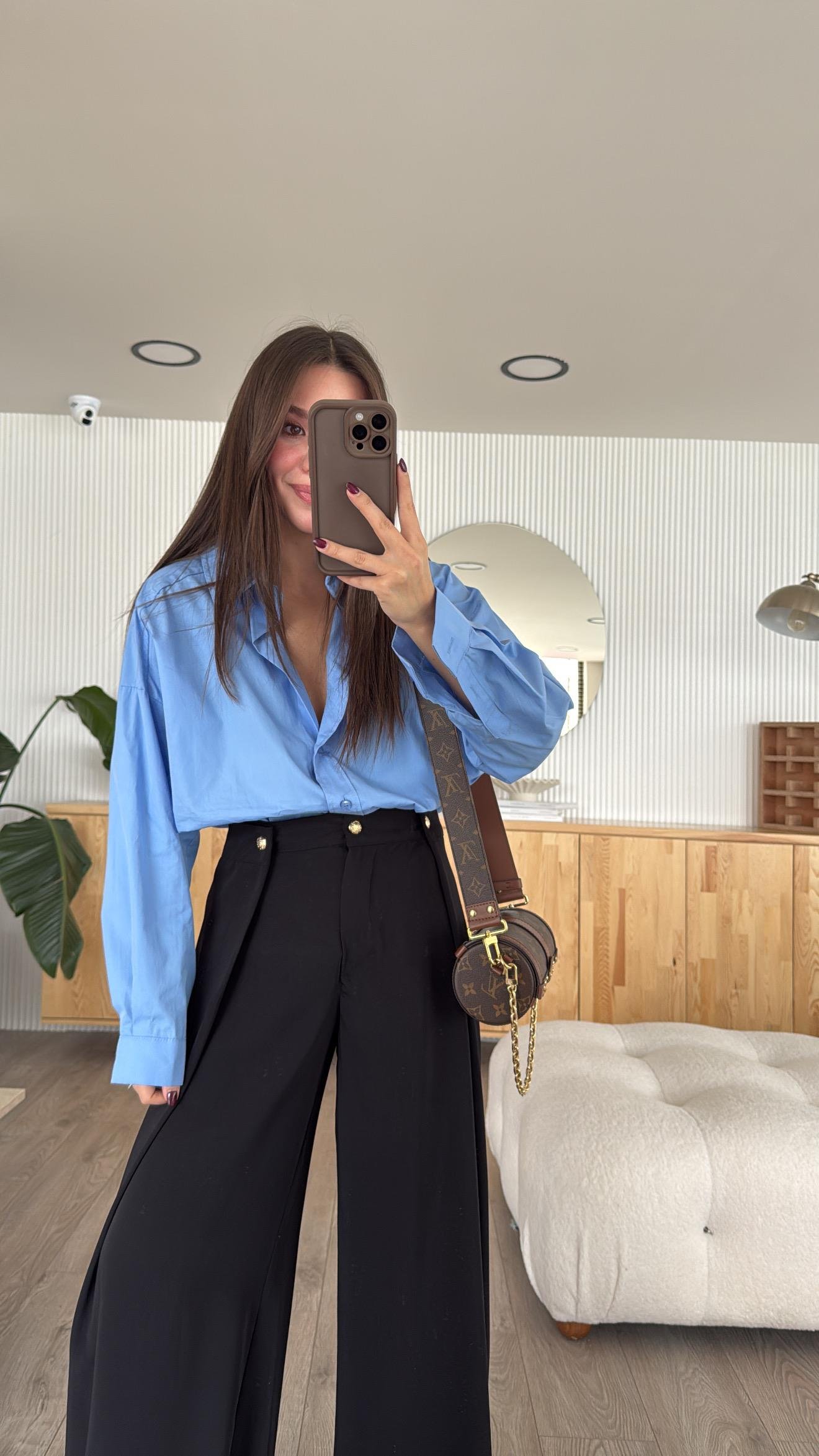 Mavi Oversize Poplin Gömlek